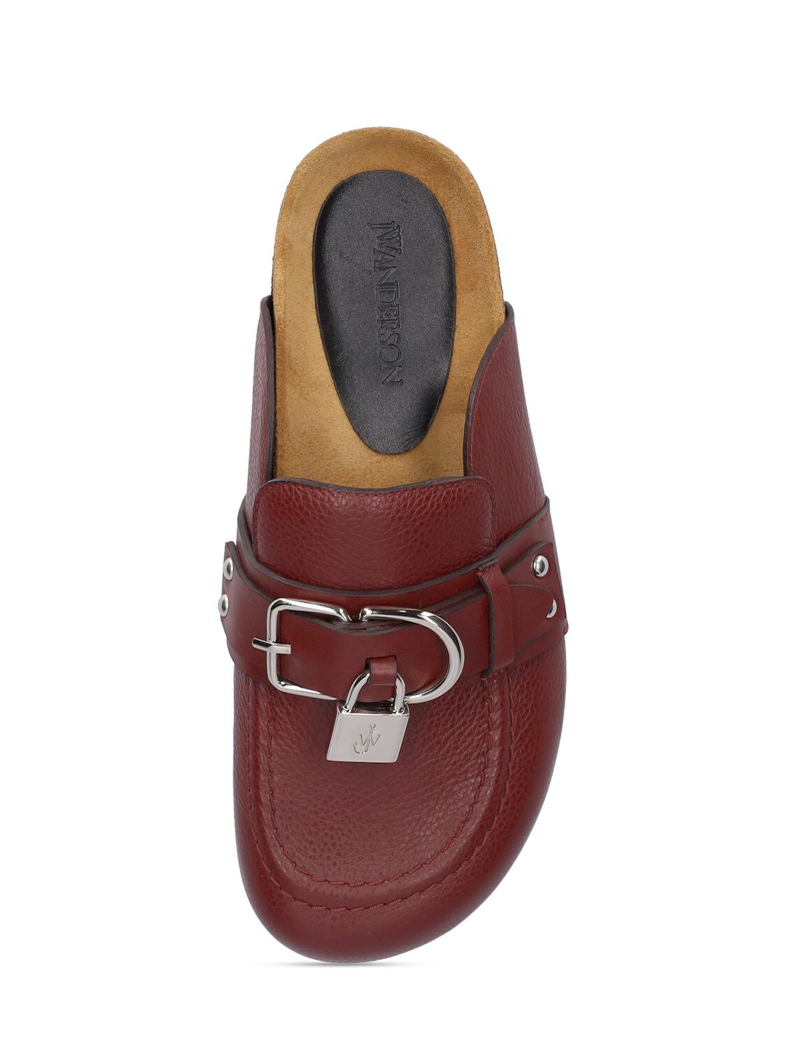 Shop Jw Anderson 15mm Punk Leather Loafers In Dark Red
