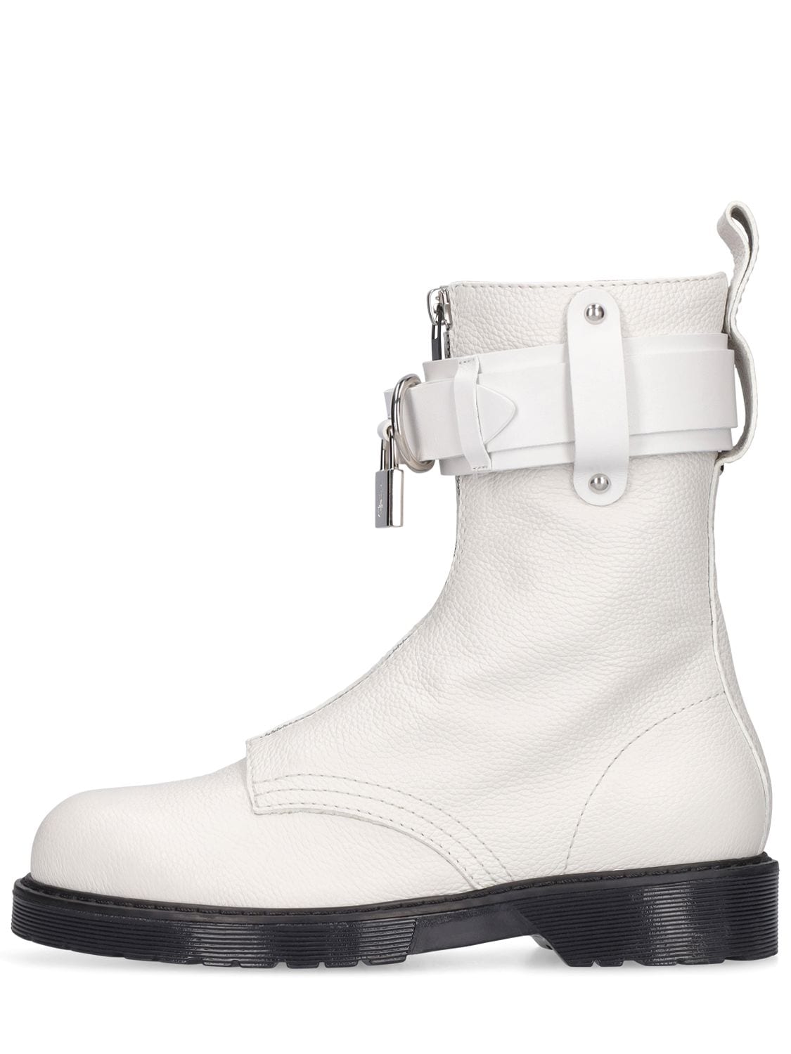 Jw Anderson 25mm Punk Combat Leather Ankle Boots In White