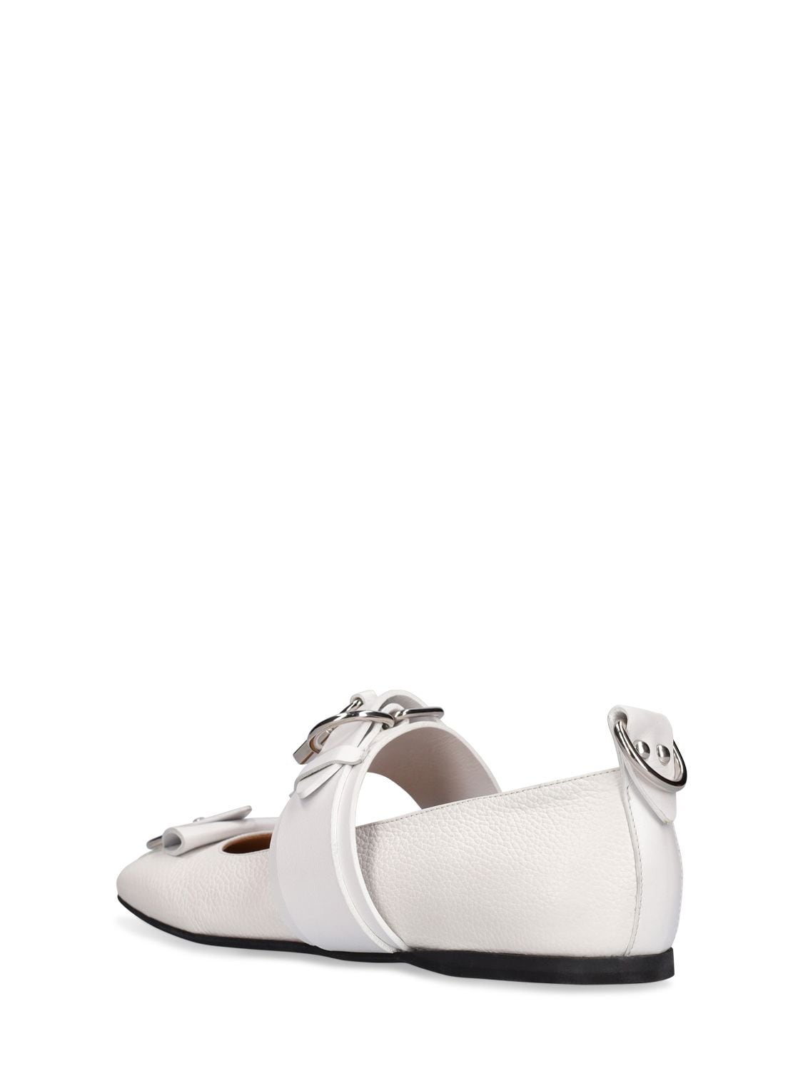 Shop Jw Anderson 10mm Punk Leather Ballerina Flats In White