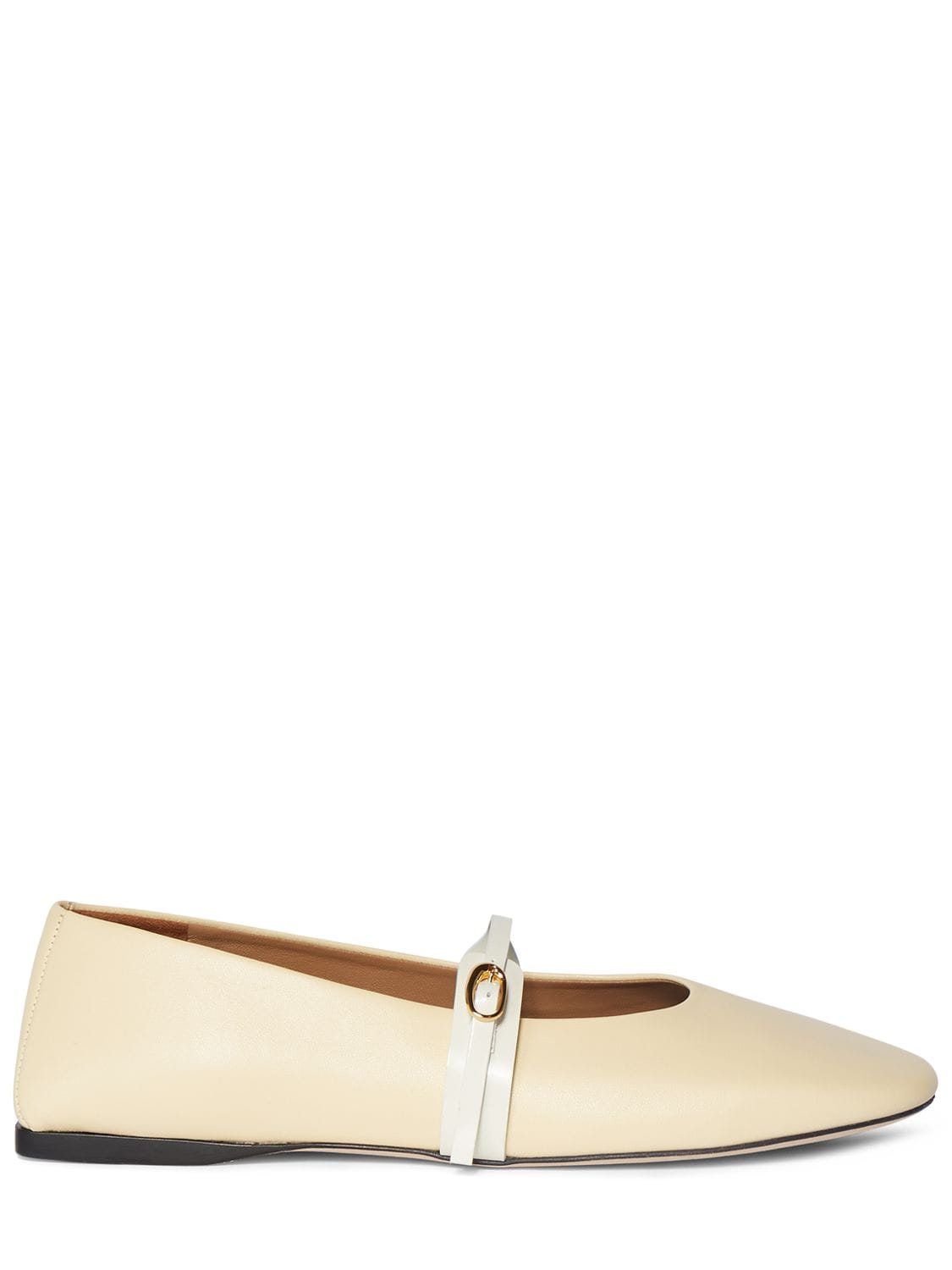Shop Jacquemus 10mm Leather Ballerina Flats In Ivory