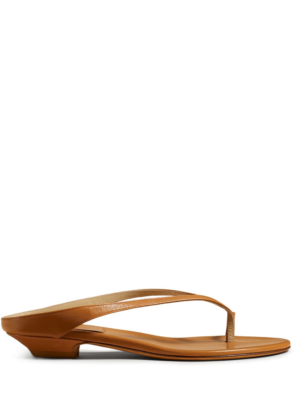 Khaite Marion Flat Leather Sandals In Tan
