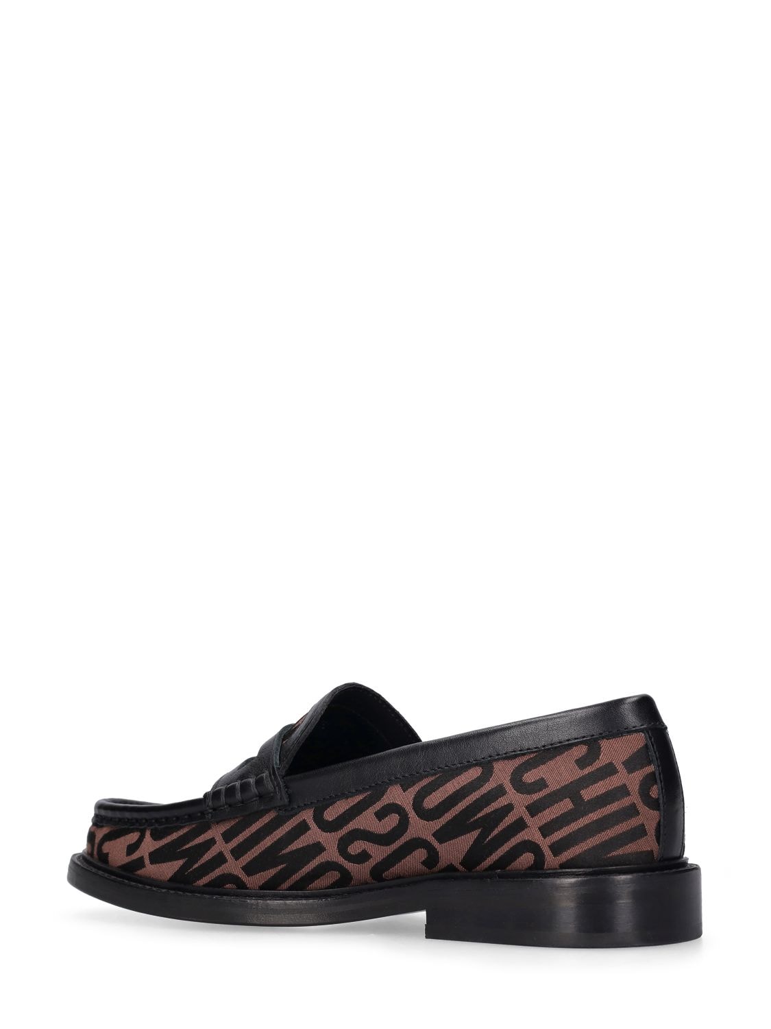 Shop Moschino 25mm College Logo Jacquard Loafers In Black,brown