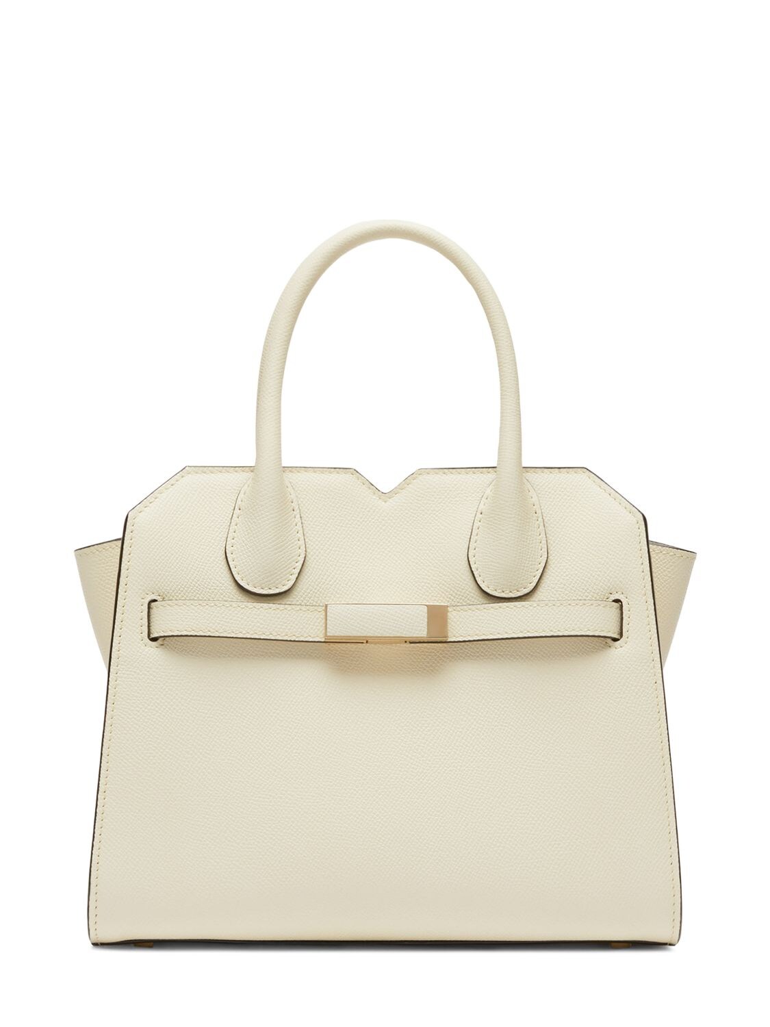 Valextra Mini Milano Leather Top Handle Bag In Pergamena