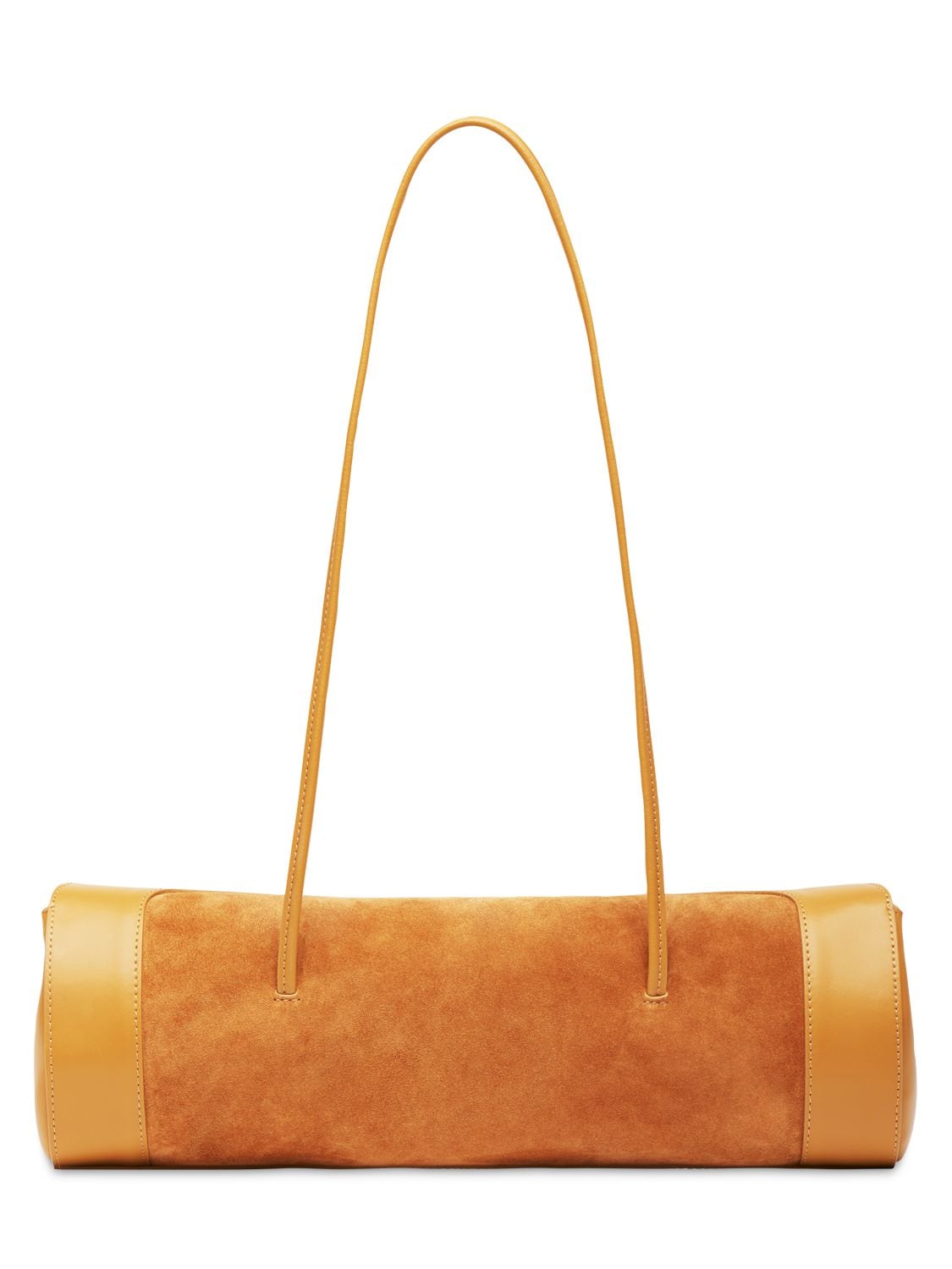 Shop Little Liffner Cannoli Suede & Leather Shoulder Bag In Biscotto