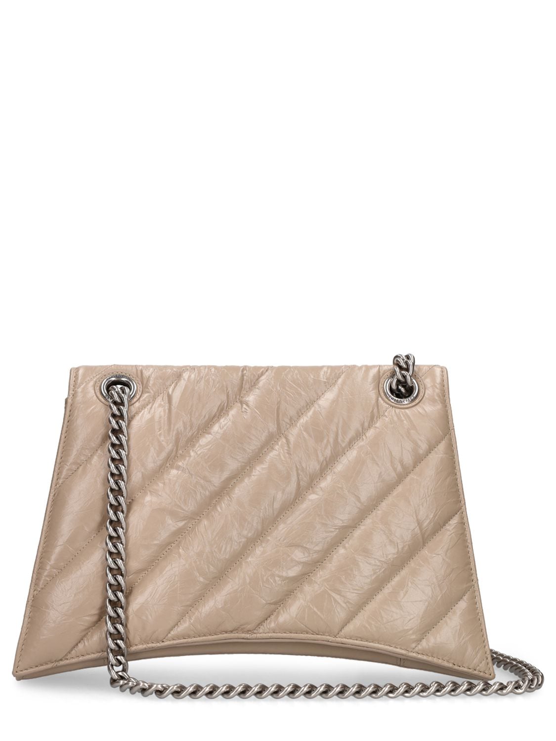 Shop Balenciaga Medium Crush Quilted Leather Chain Bag In Taupe