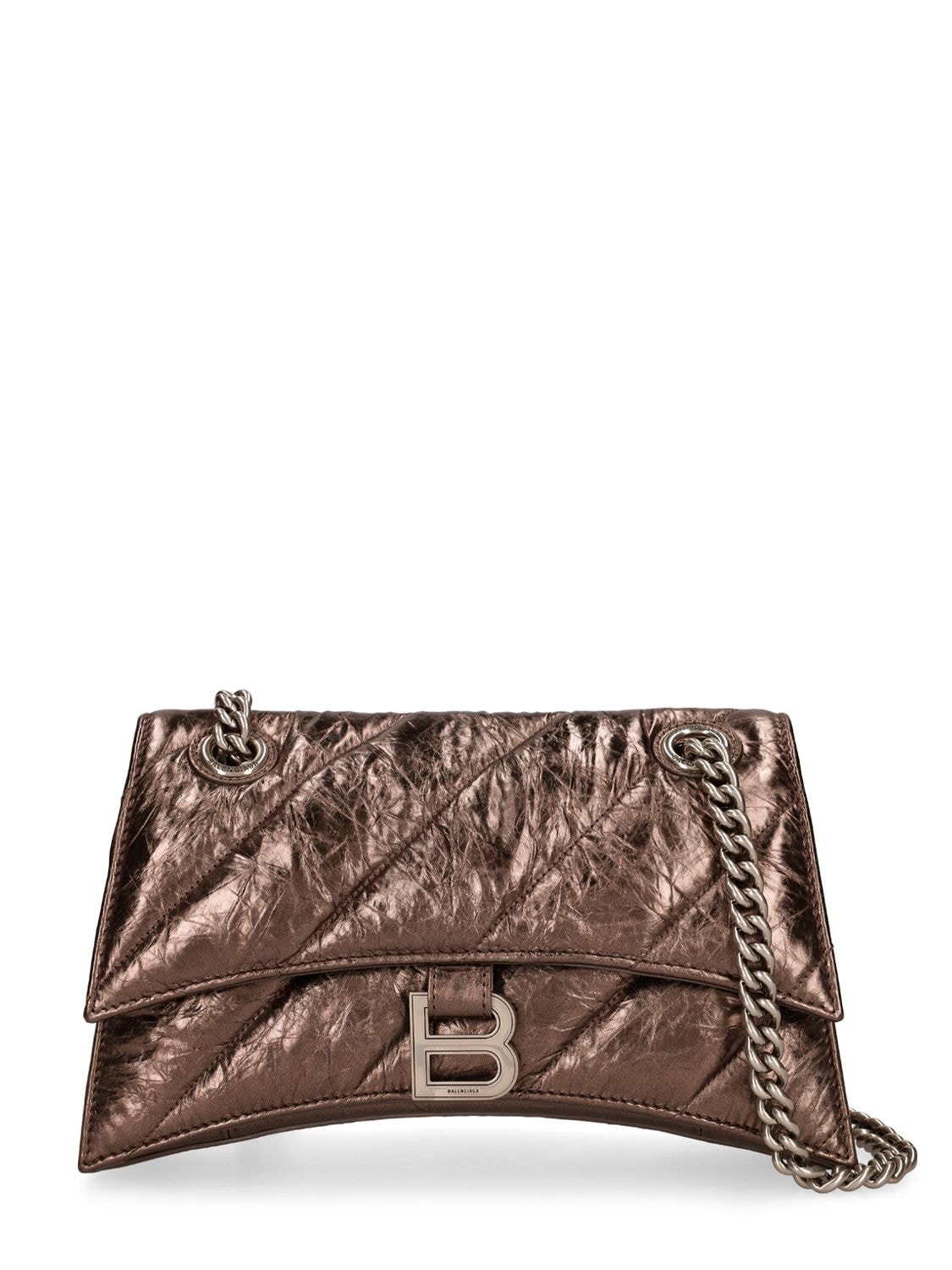 Balenciaga Small Crush Chain Quilted Leather Bag In Dark Bronze
