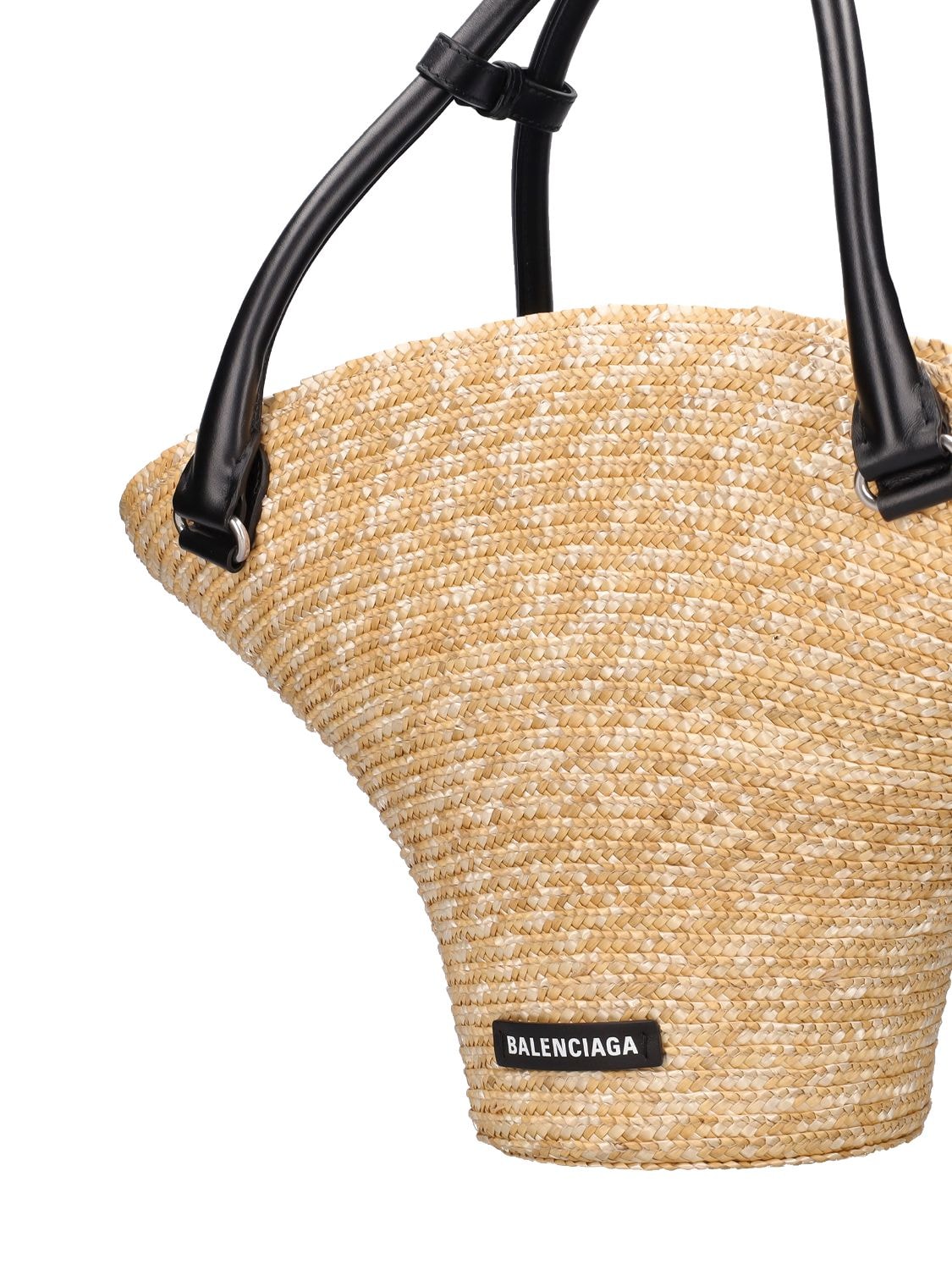 Shop Balenciaga Medium Straw Blend Beach Bag In Natural