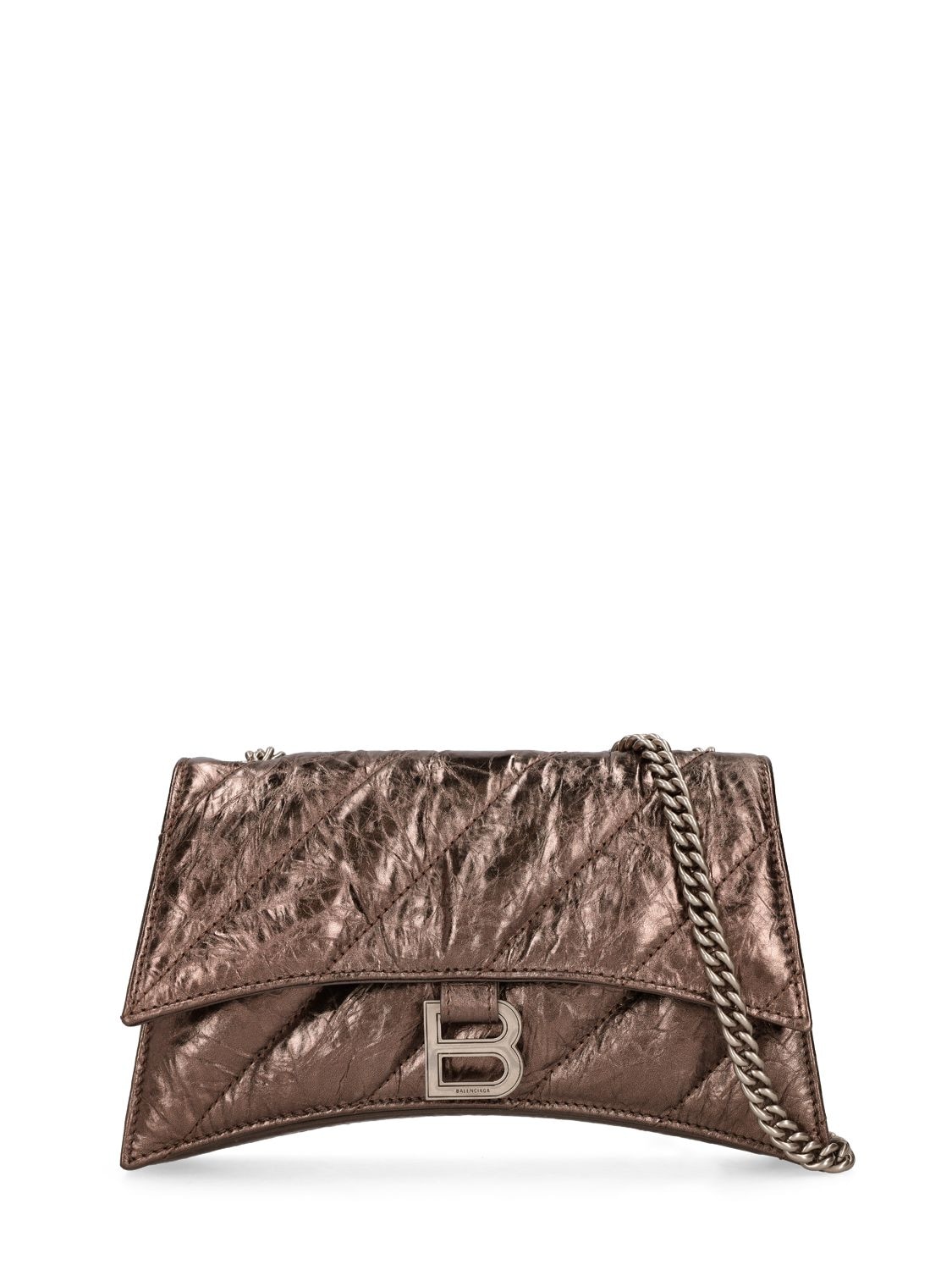 Balenciaga S Crush Quilted Leather Shoulder Bag In Dark Bronze