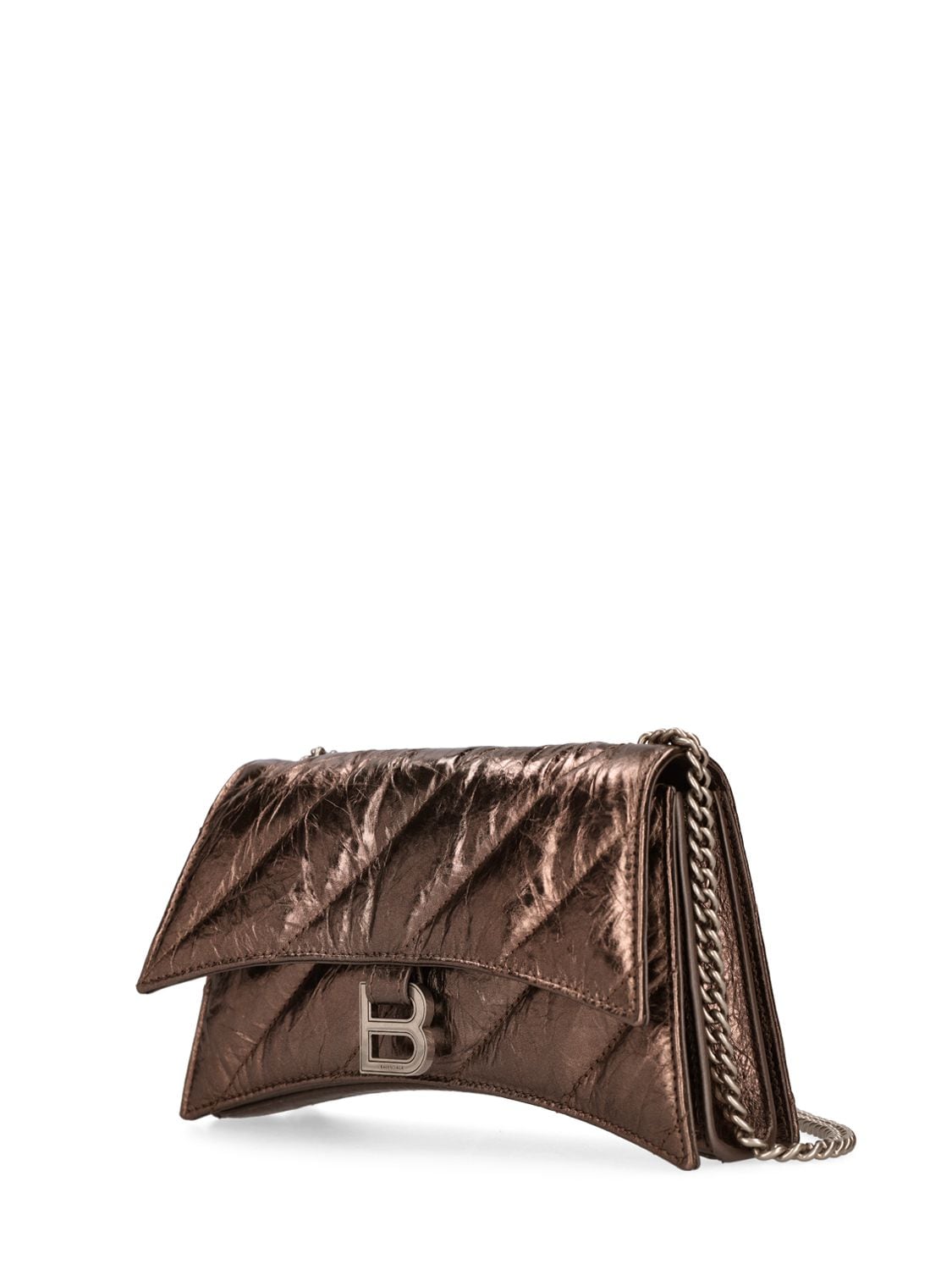 Shop Balenciaga S Crush Quilted Leather Shoulder Bag In Dark Bronze