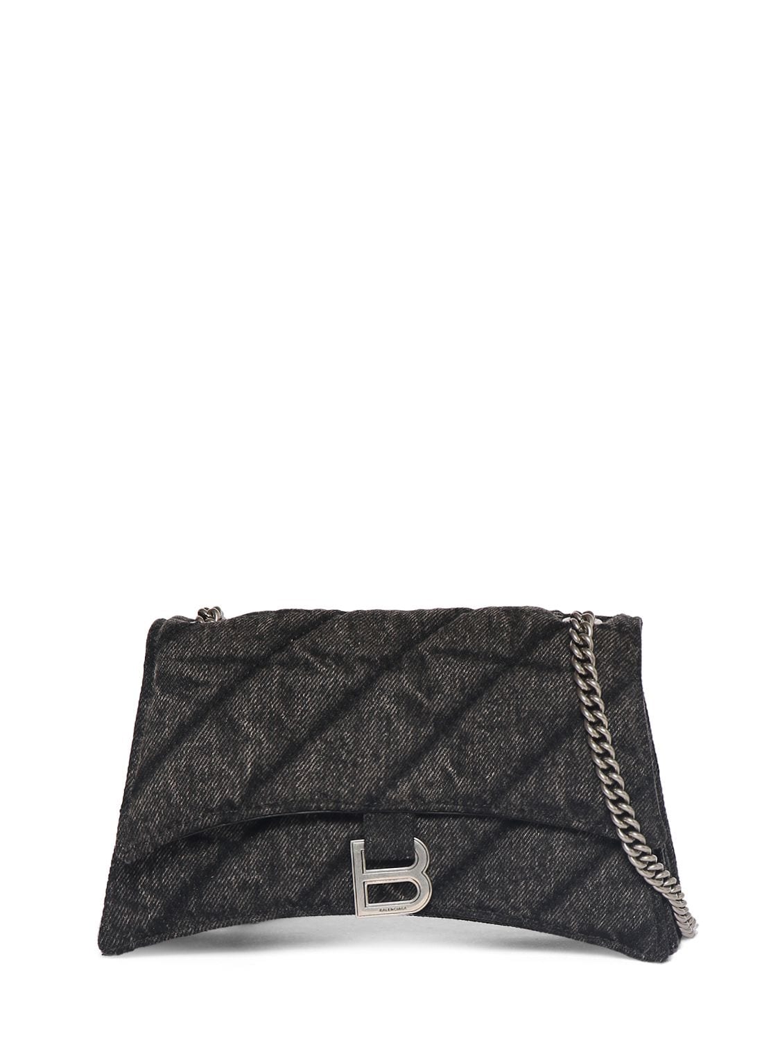 Balenciaga Xs Crush Quilted Cotton Chain Bag In Black