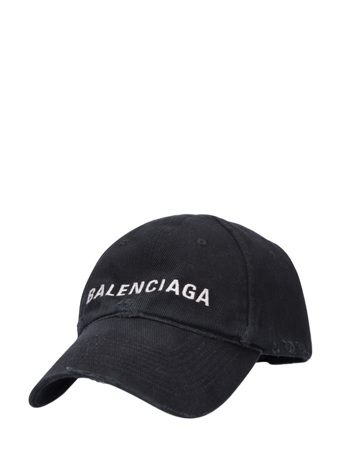 Shop Balenciaga Logo Cotton Cap In Black