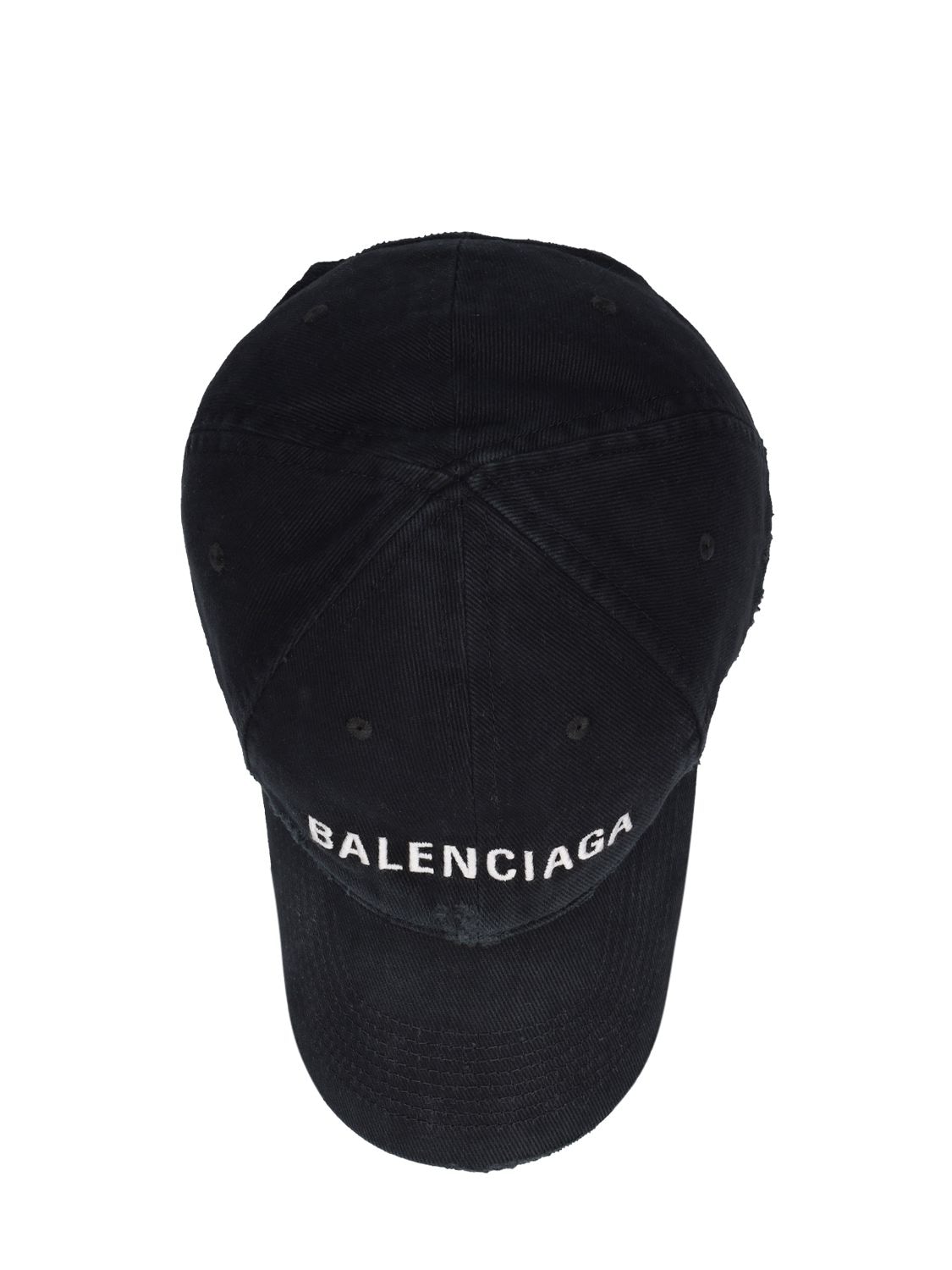 Shop Balenciaga Logo Cotton Cap In Black