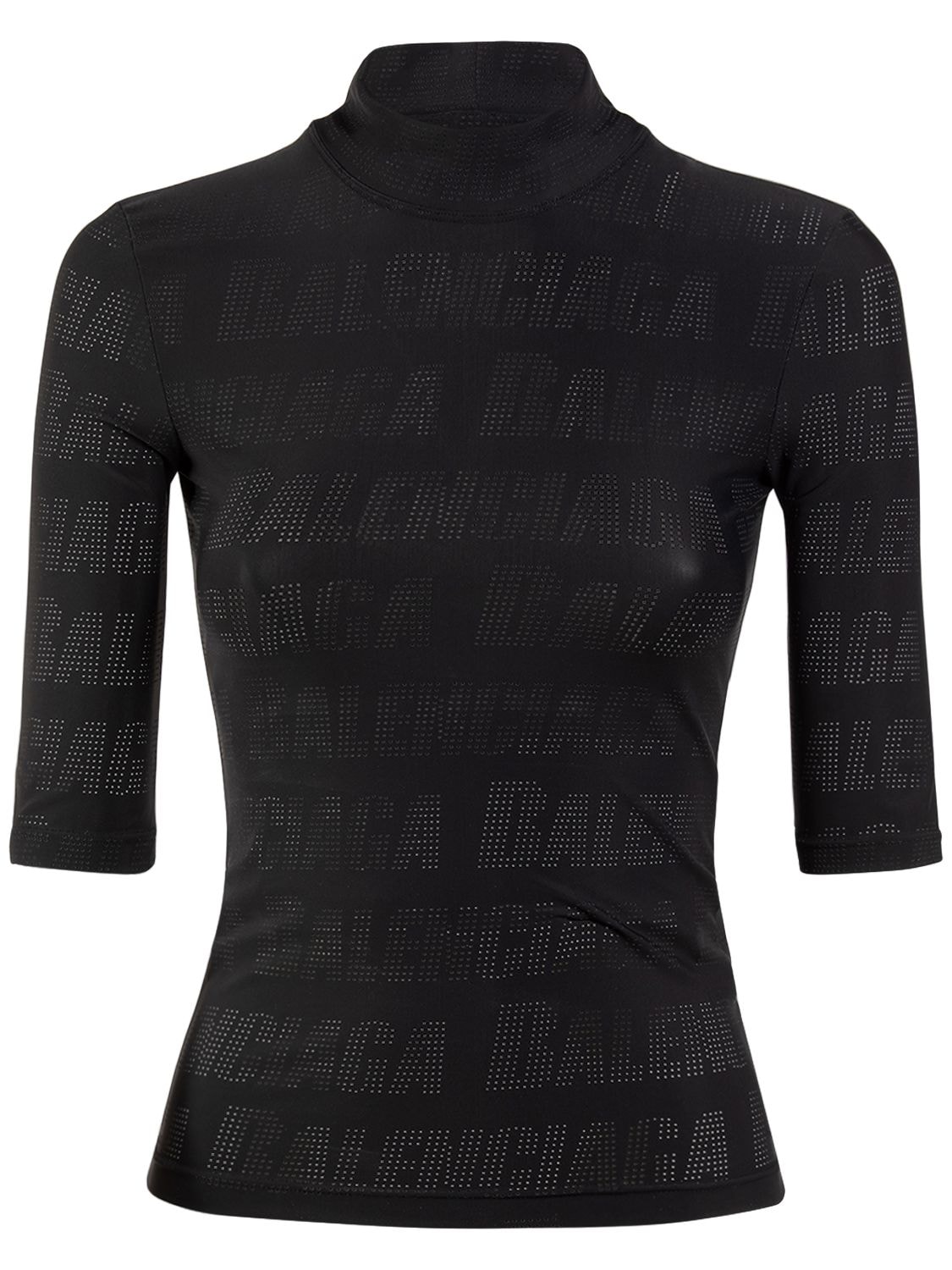 Balenciaga 3/4 Sleeve Nylon T-shirt In Black