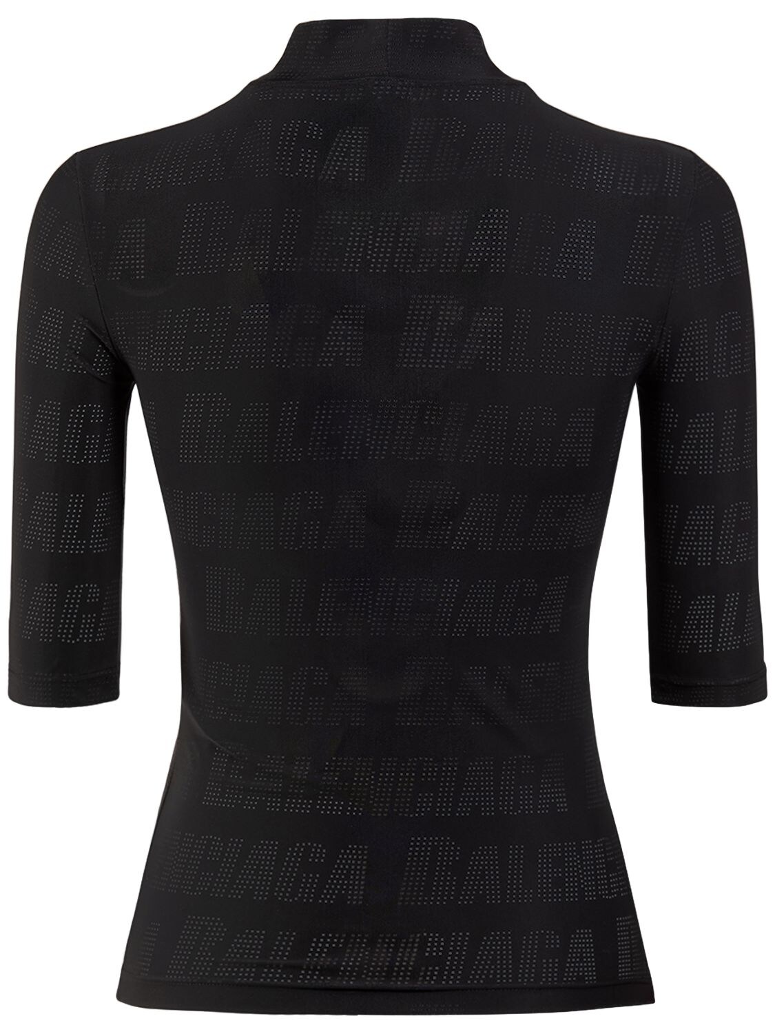 Shop Balenciaga 3/4 Sleeve Nylon T-shirt In Black