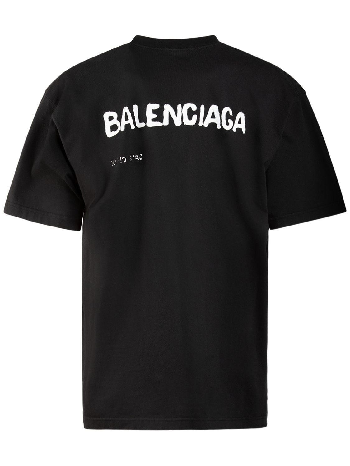 Shop Balenciaga Large Fit Cotton Blend T-shirt In Black,white