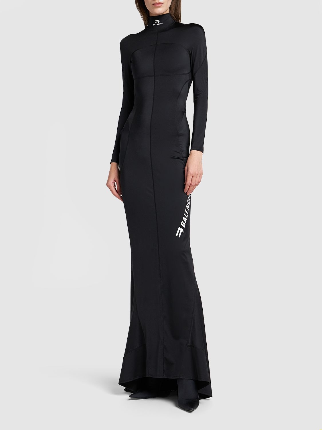 Shop Balenciaga Stretch Tech Activewear Gown In Black