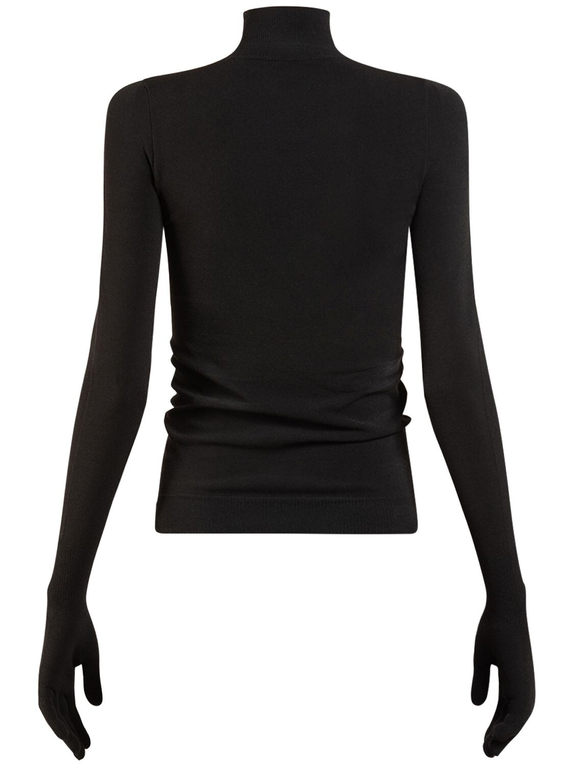 Shop Balenciaga Nylon Blend Sweater W/ Gloves In Black
