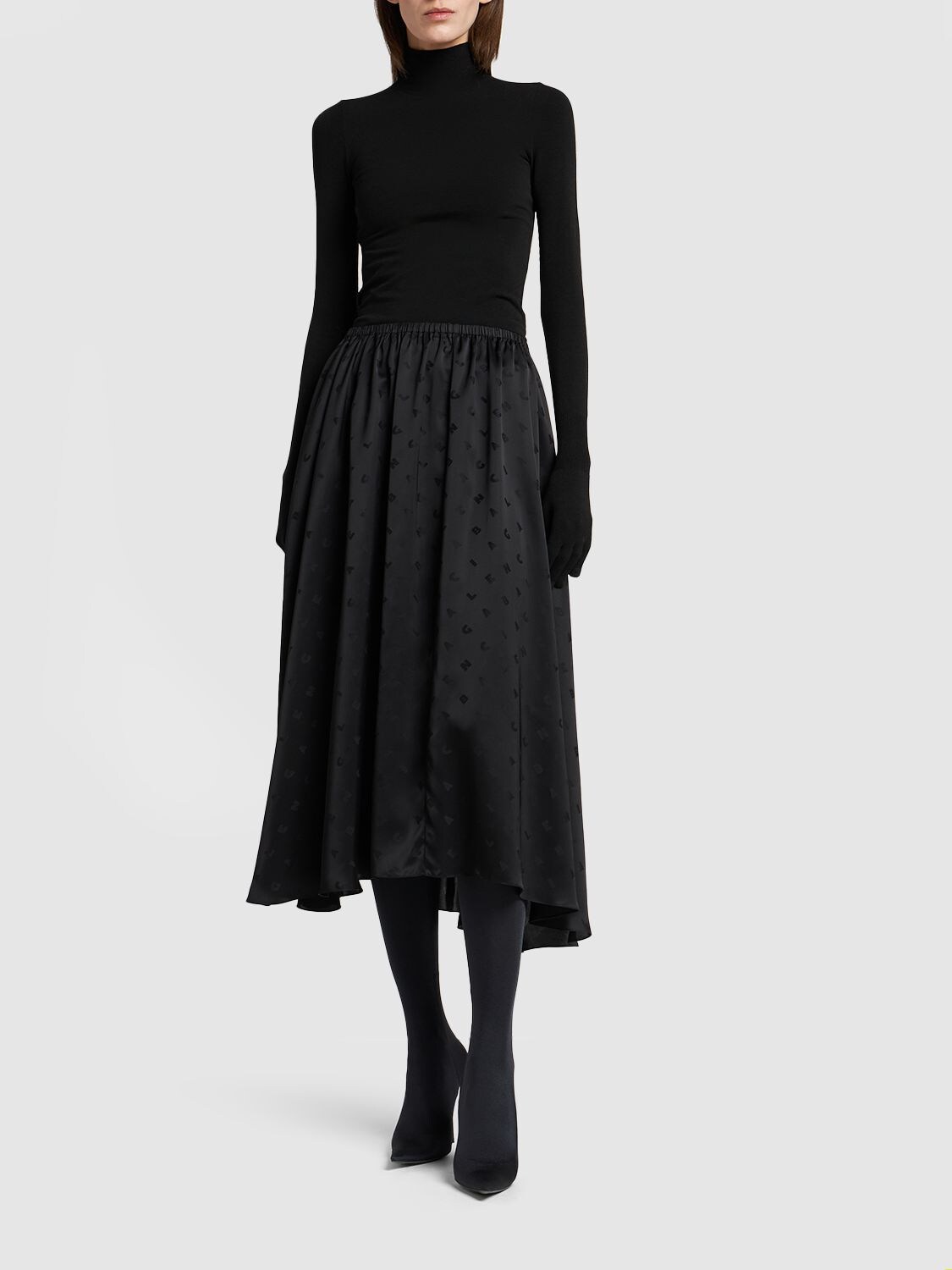 Shop Balenciaga Viscose Skirt In Black