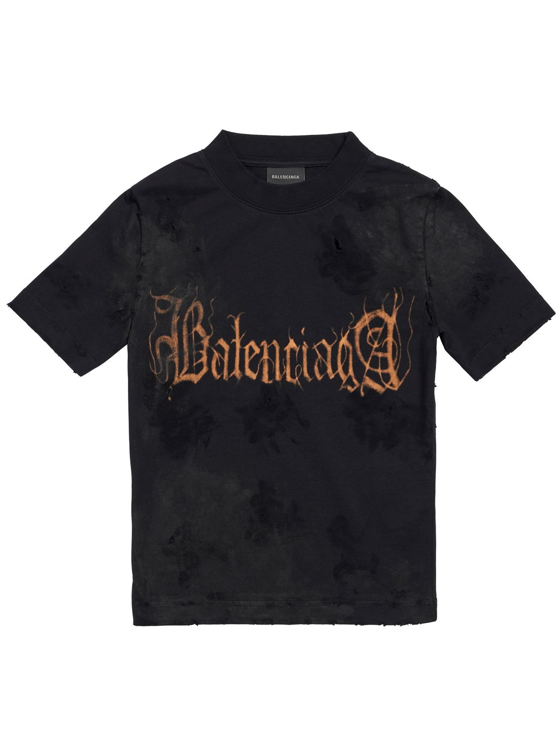 Balenciaga Fitted Logo Printed Cotton T-shirt In 연한 블랙