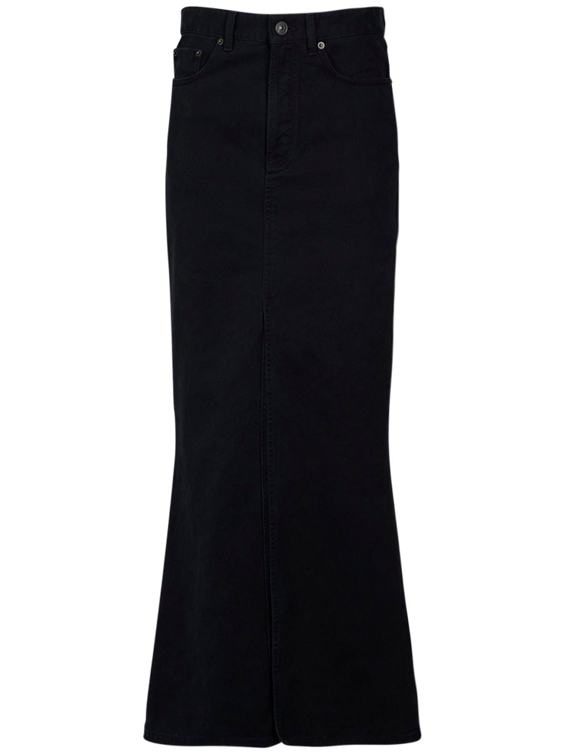Shop Balenciaga Cotton Maxi Skirt In Black