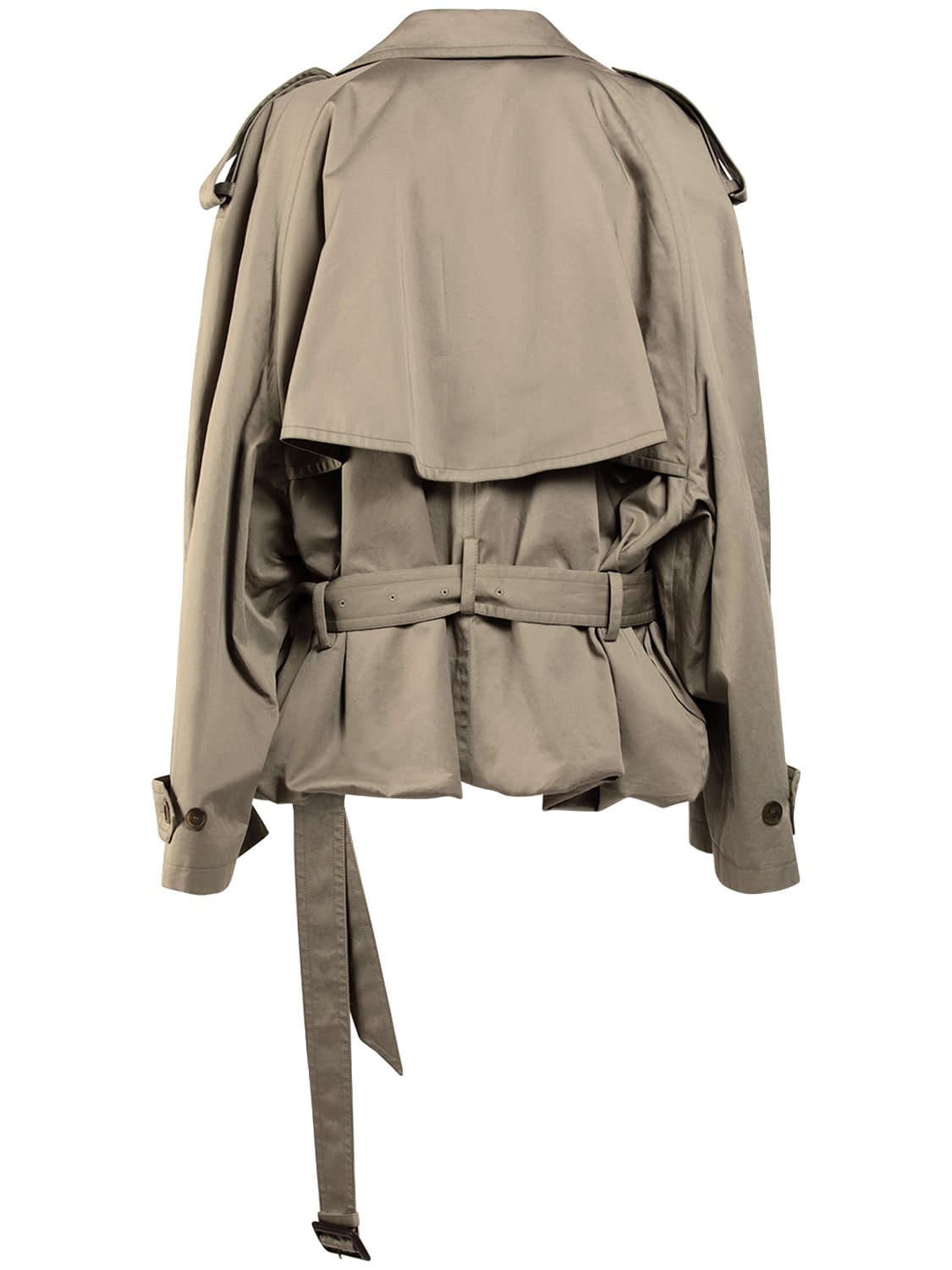 Shop Balenciaga Folded Cotton Trench Coat In Sand Beige