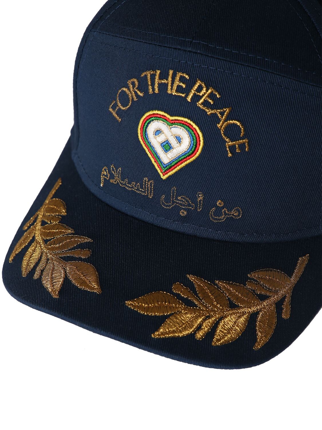 Shop Casablanca For The Peace Embroidered Baseball Cap In Navy
