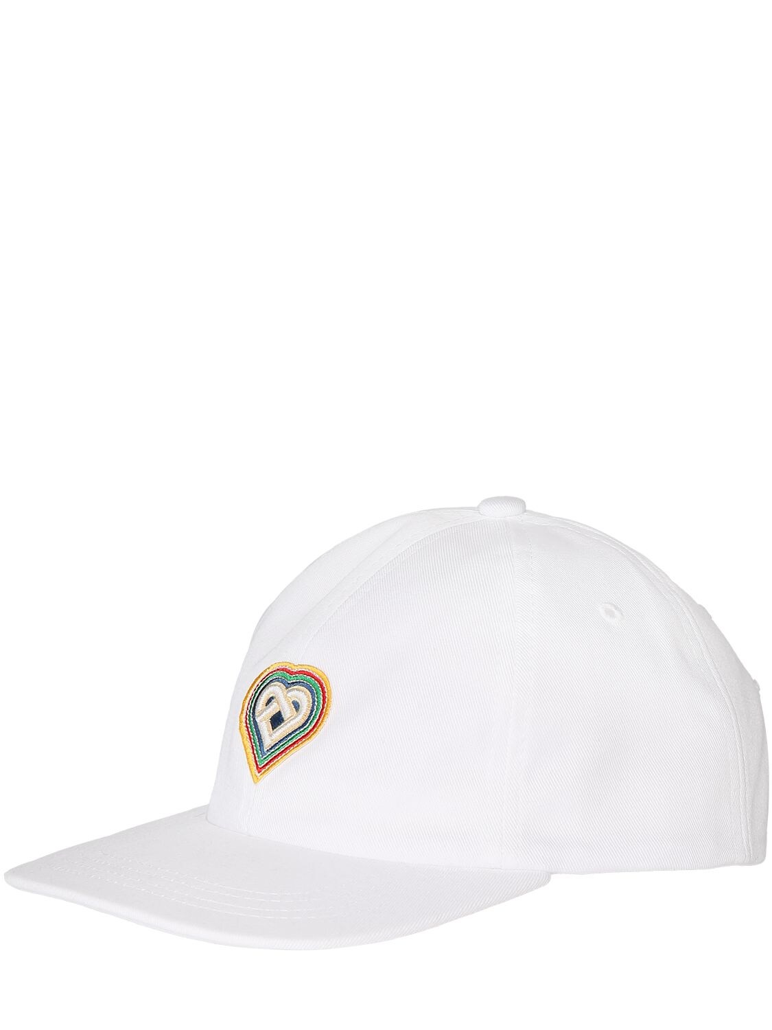 Shop Casablanca Heart Embroidered Baseball Cap In White