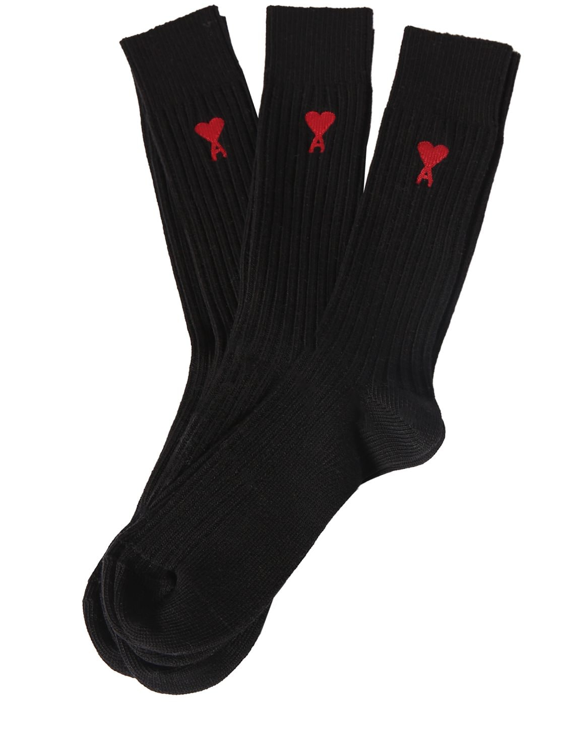 Ami Alexandre Mattiussi Pack Of 3 Logo Socks In Black