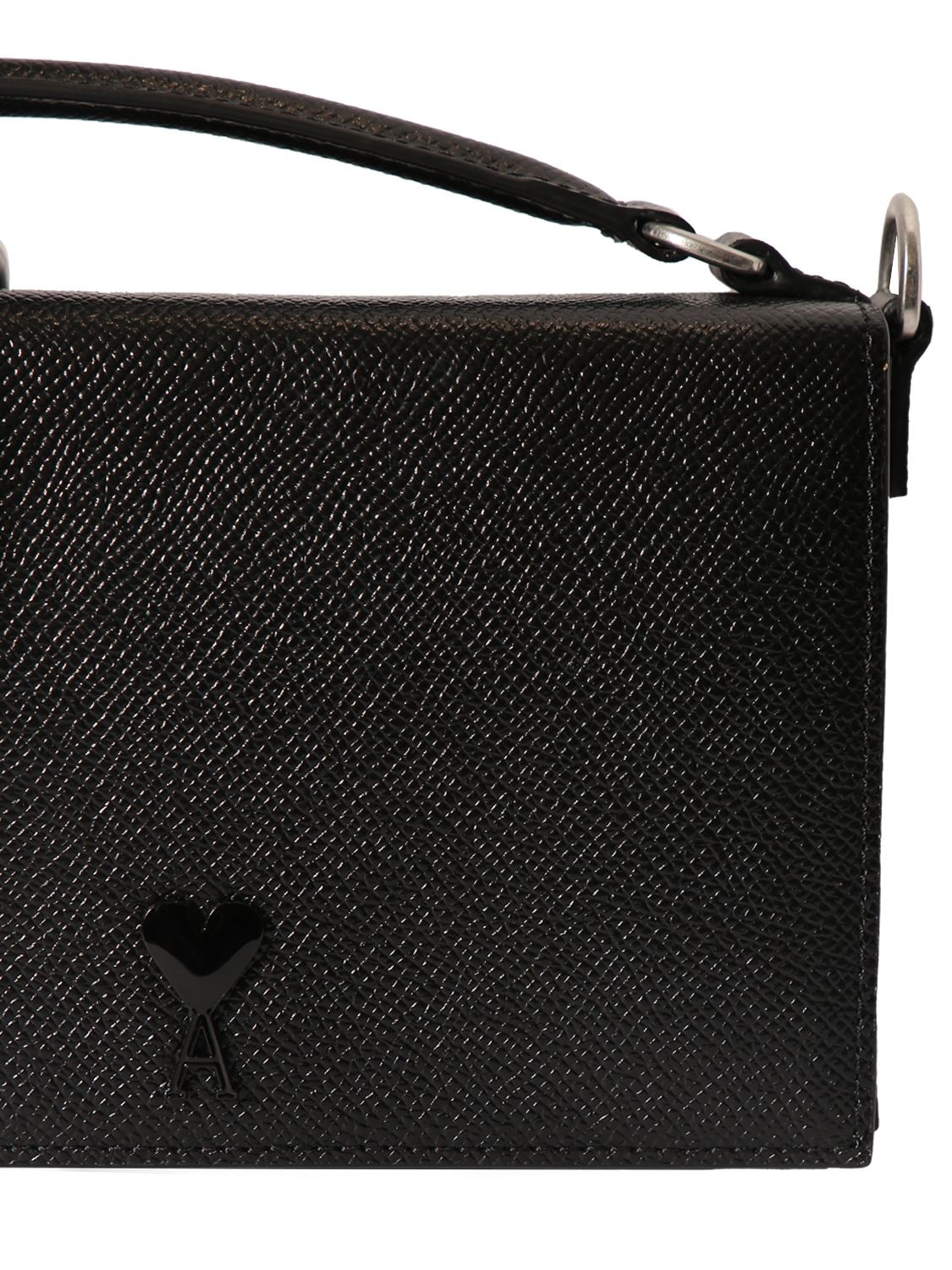 Sac Lunch Box Leather Shoulder Bag in Black - Ami Paris