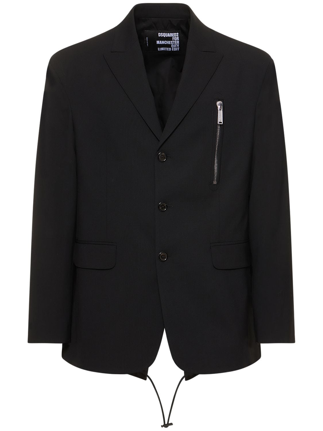 Dsquared2 Writing Stretch Wool Jacket In Black