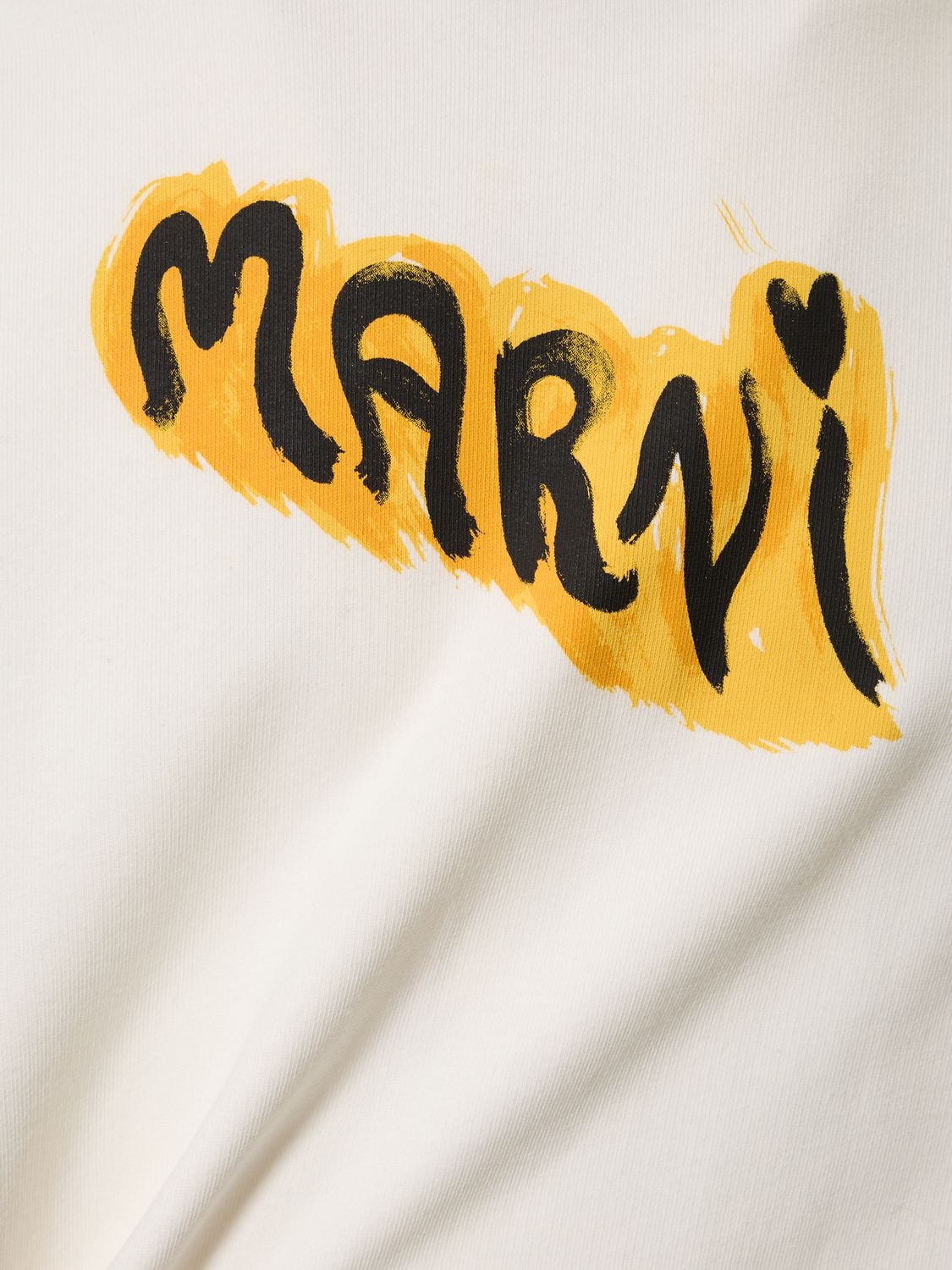 Shop Marni Graffiti Logo Organic Cotton Hoodie In White
