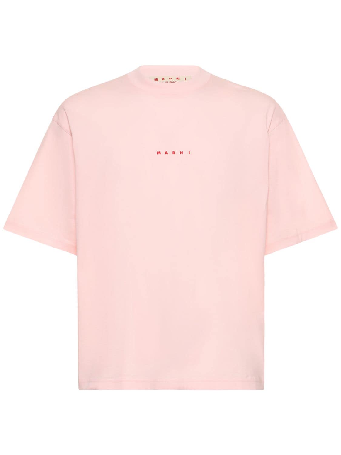 Logo Print Organic Cotton Knit T-shirt – MEN > CLOTHING > T-SHIRTS