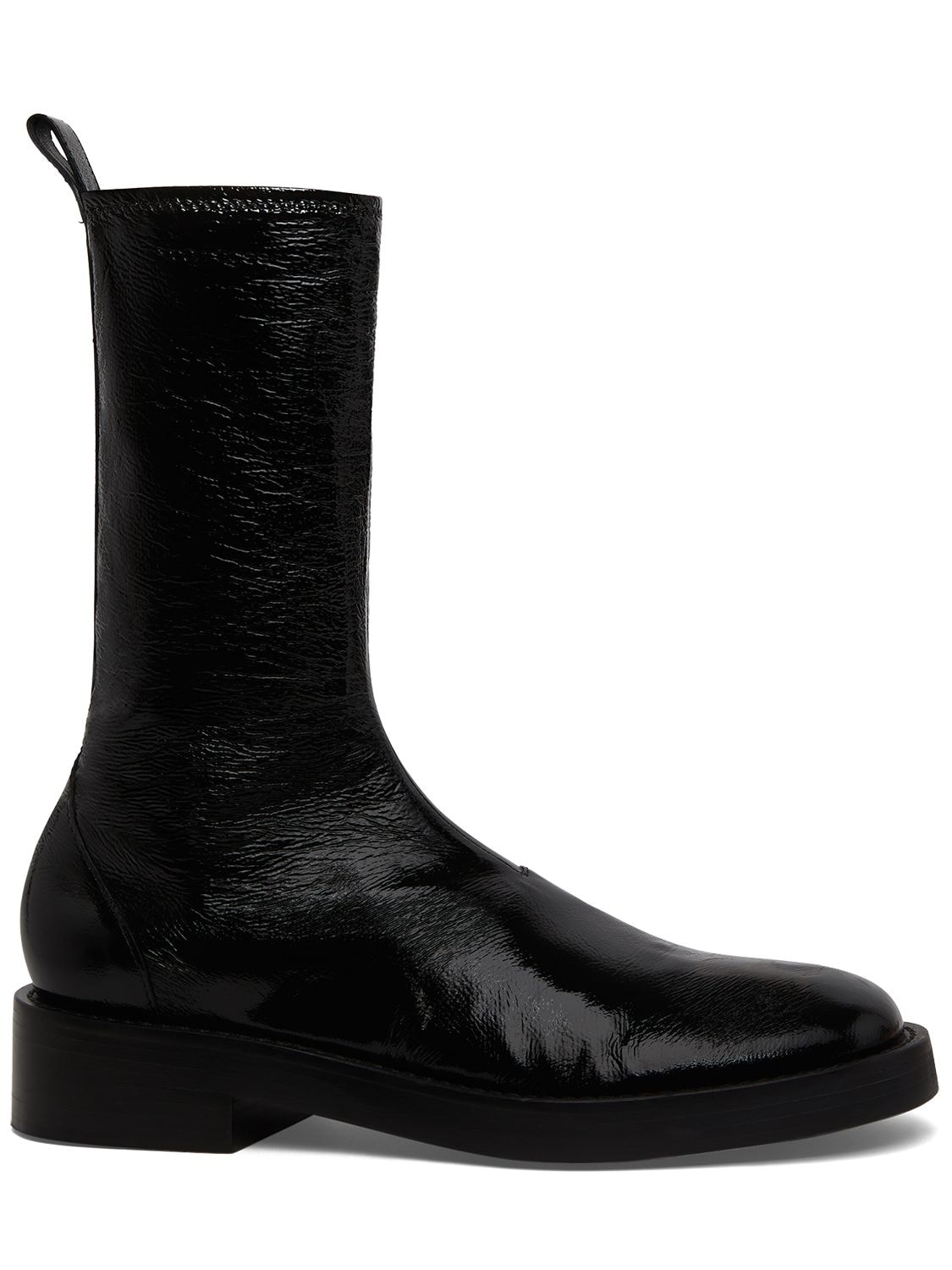 Courrèges Stretch Vinyl Tall Boots In Black