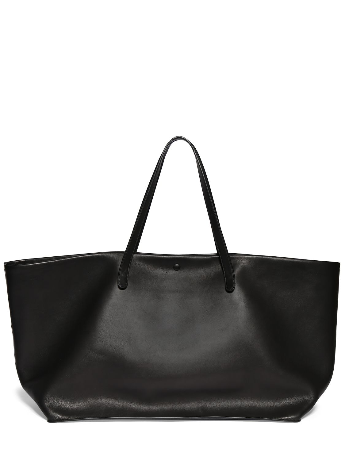 Shop The Row Xl Idaho Saddle Leather Tote Bag In Black