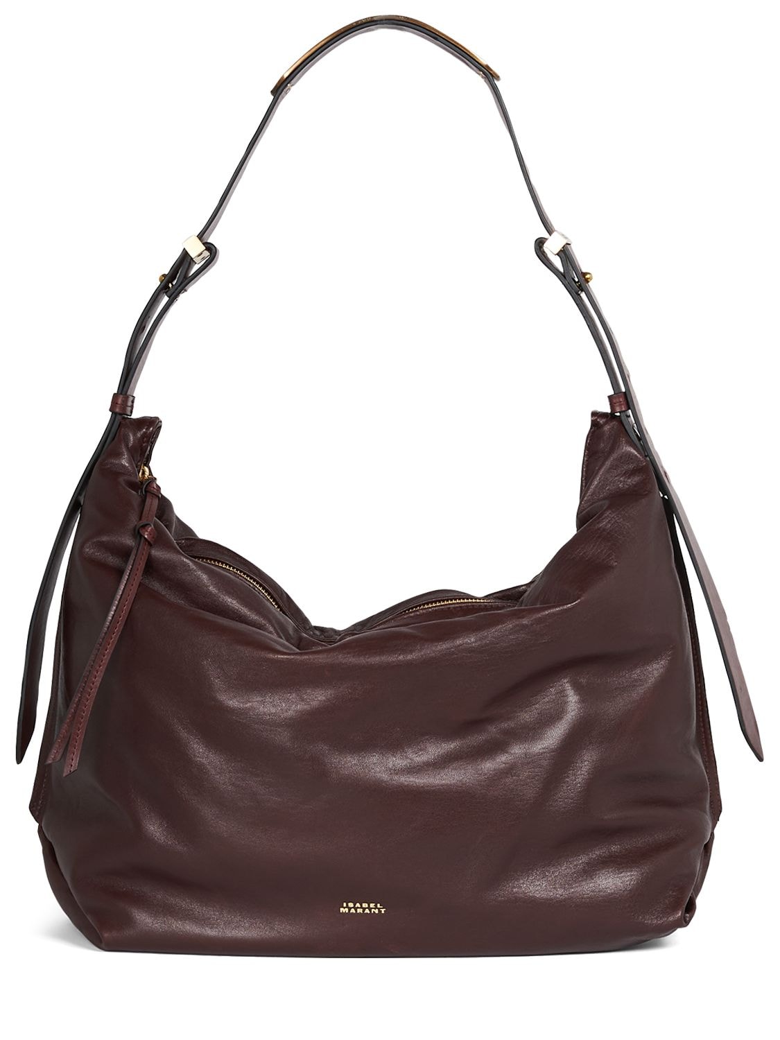 Isabel Marant Large Leyden Leather Shoulder Bag In Burgundy