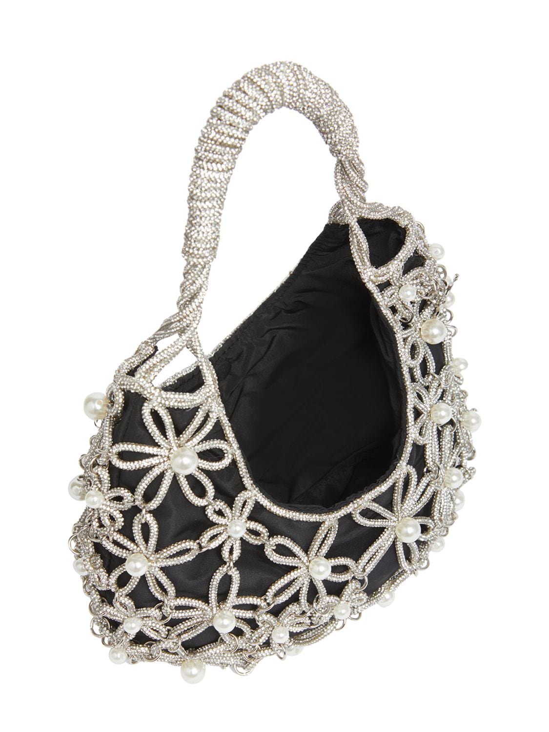 Shop Rosantica Gaia Nodi Crystal Shoulder Bag In Black
