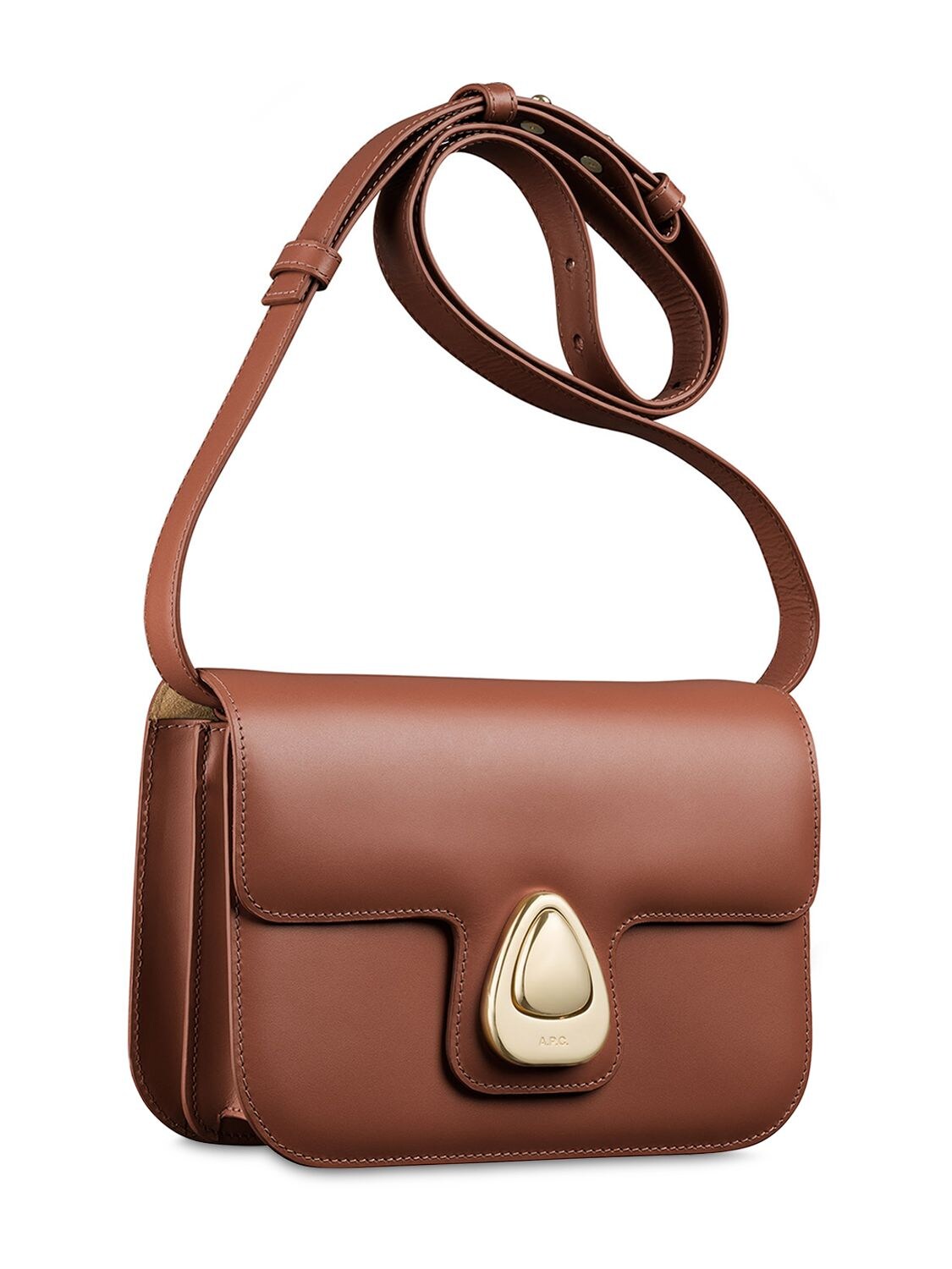 Shop Apc Small Sac Astra Leather Shoulder Bag In Cad Hazelnut