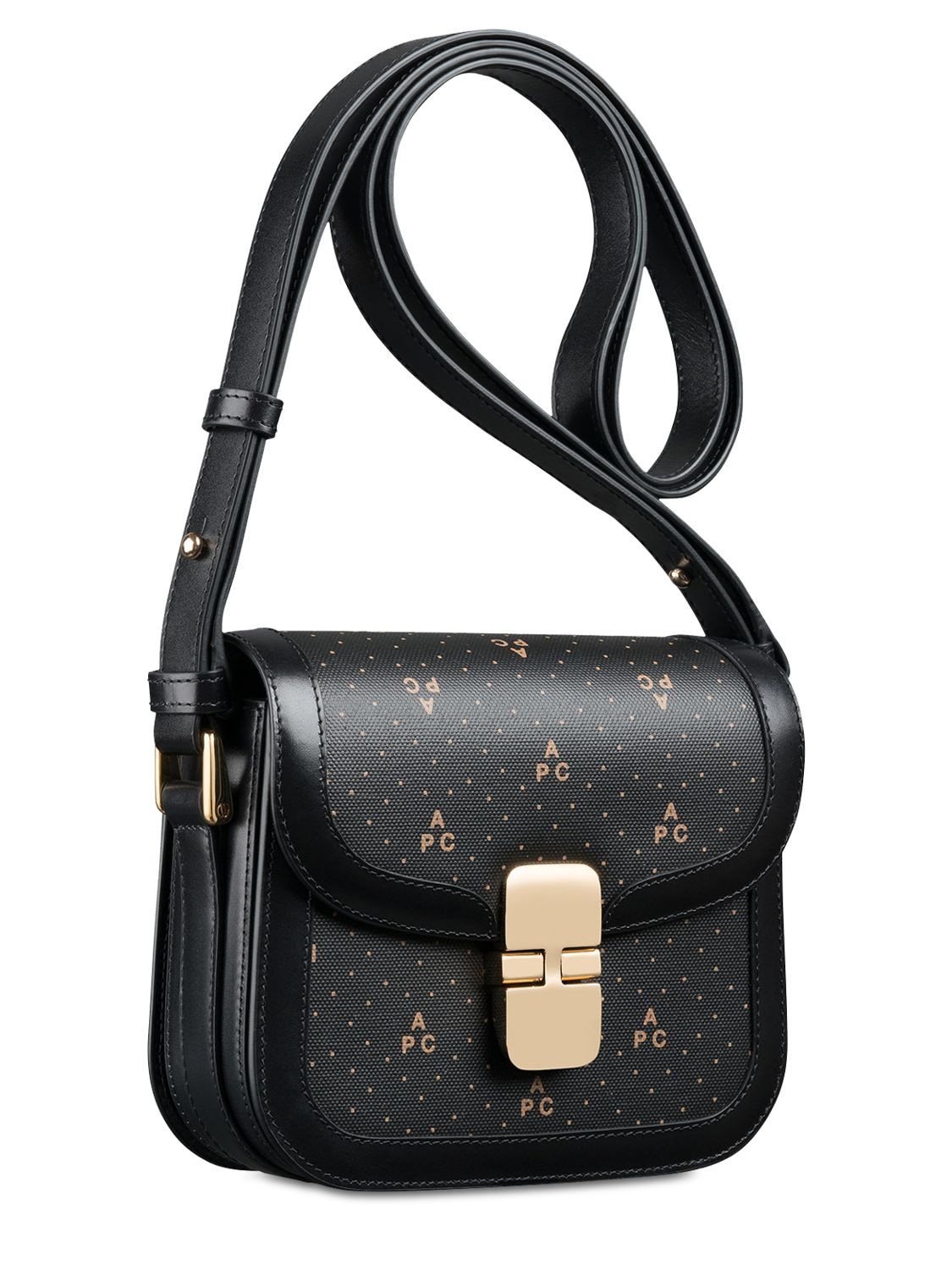 Shop Apc Mini Grace Monogram Leather & Canvas Bag In Black