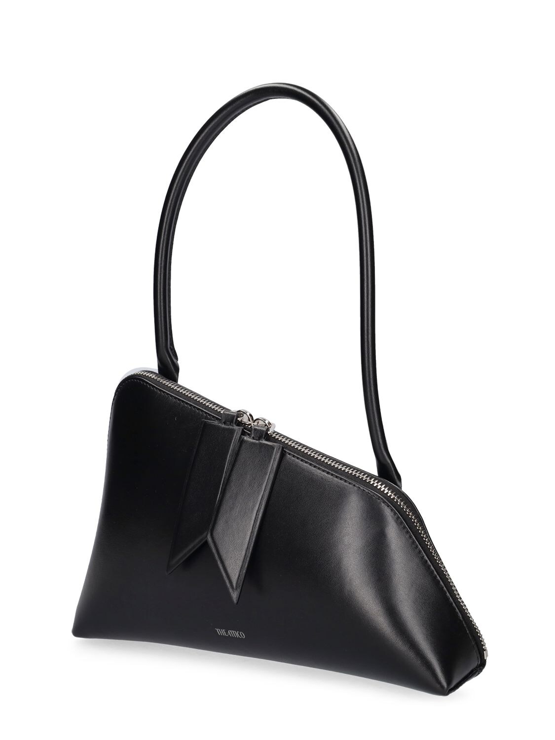 Shop Attico Sunrise Leather Shoulder Bag In Black