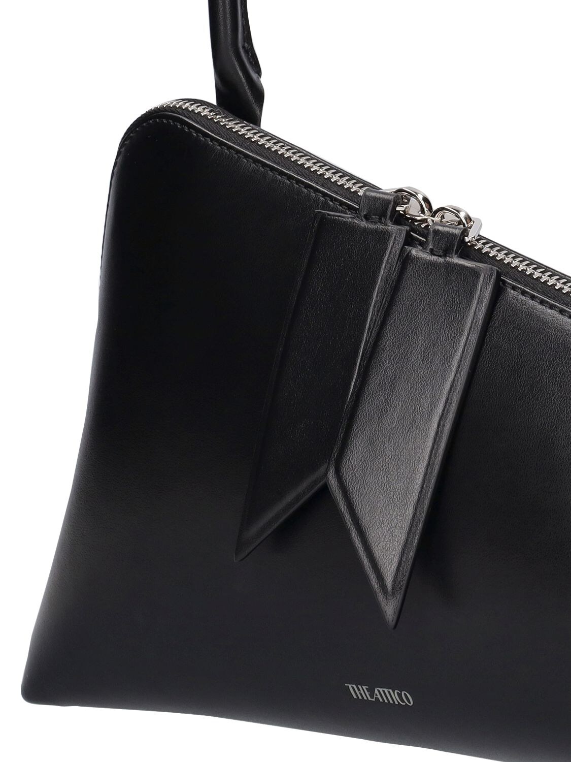 Shop Attico Sunrise Leather Shoulder Bag In Black