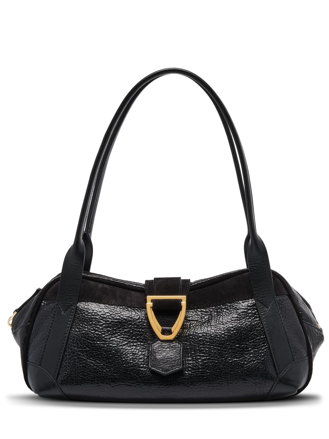 Manu Atelier Caique Suede & Leather Shoulder Bag In Black
