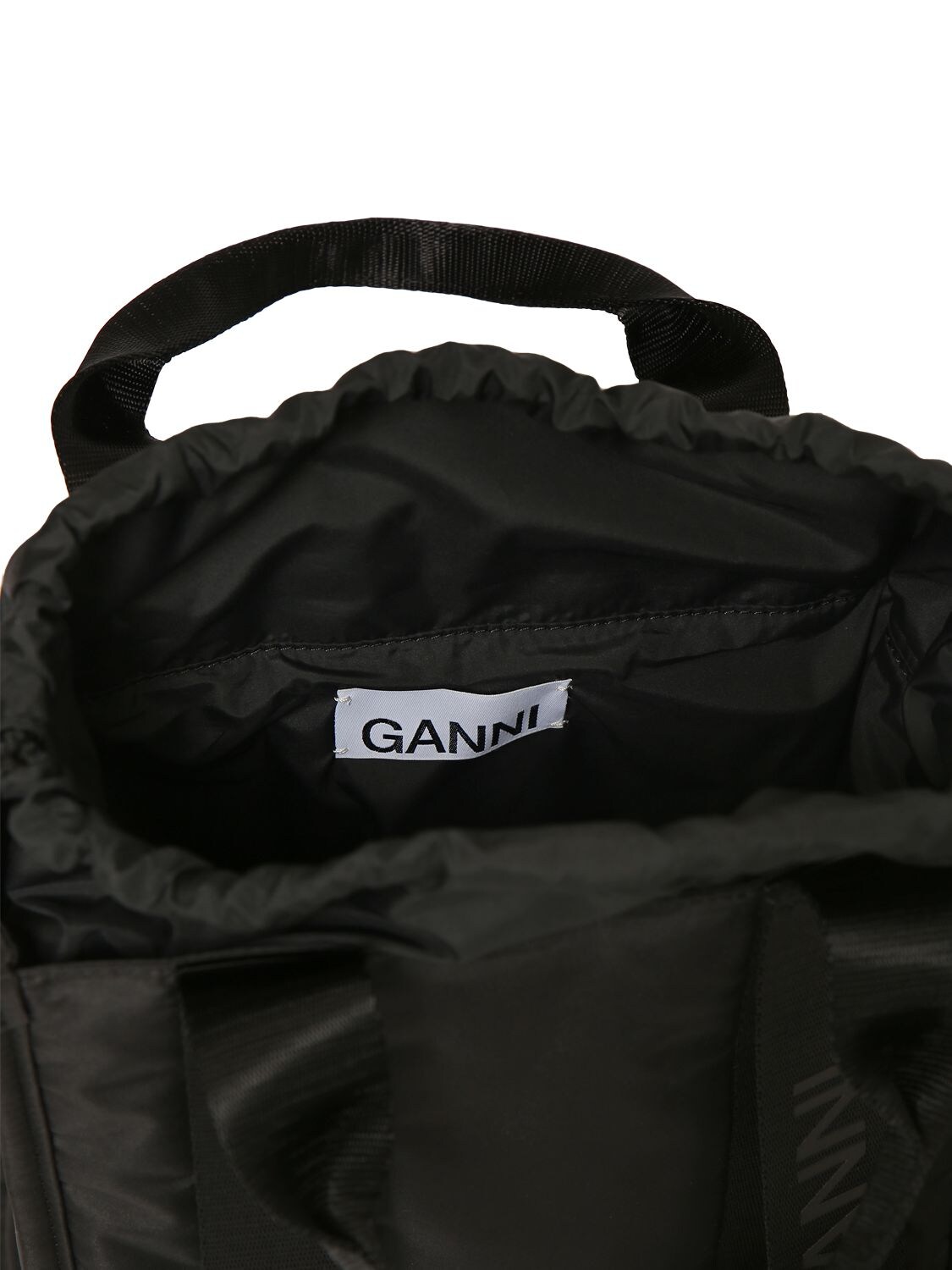 Shop Ganni Small Recycled Tech Tote Bag In Black