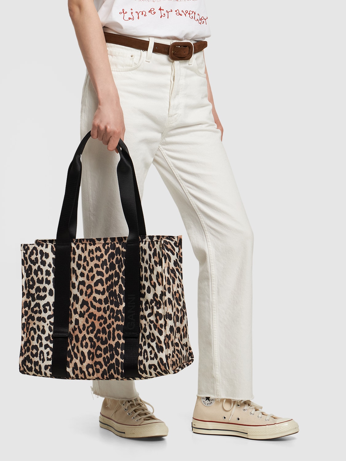 Leopard Print Tote Bag in Multicoloured - Ganni