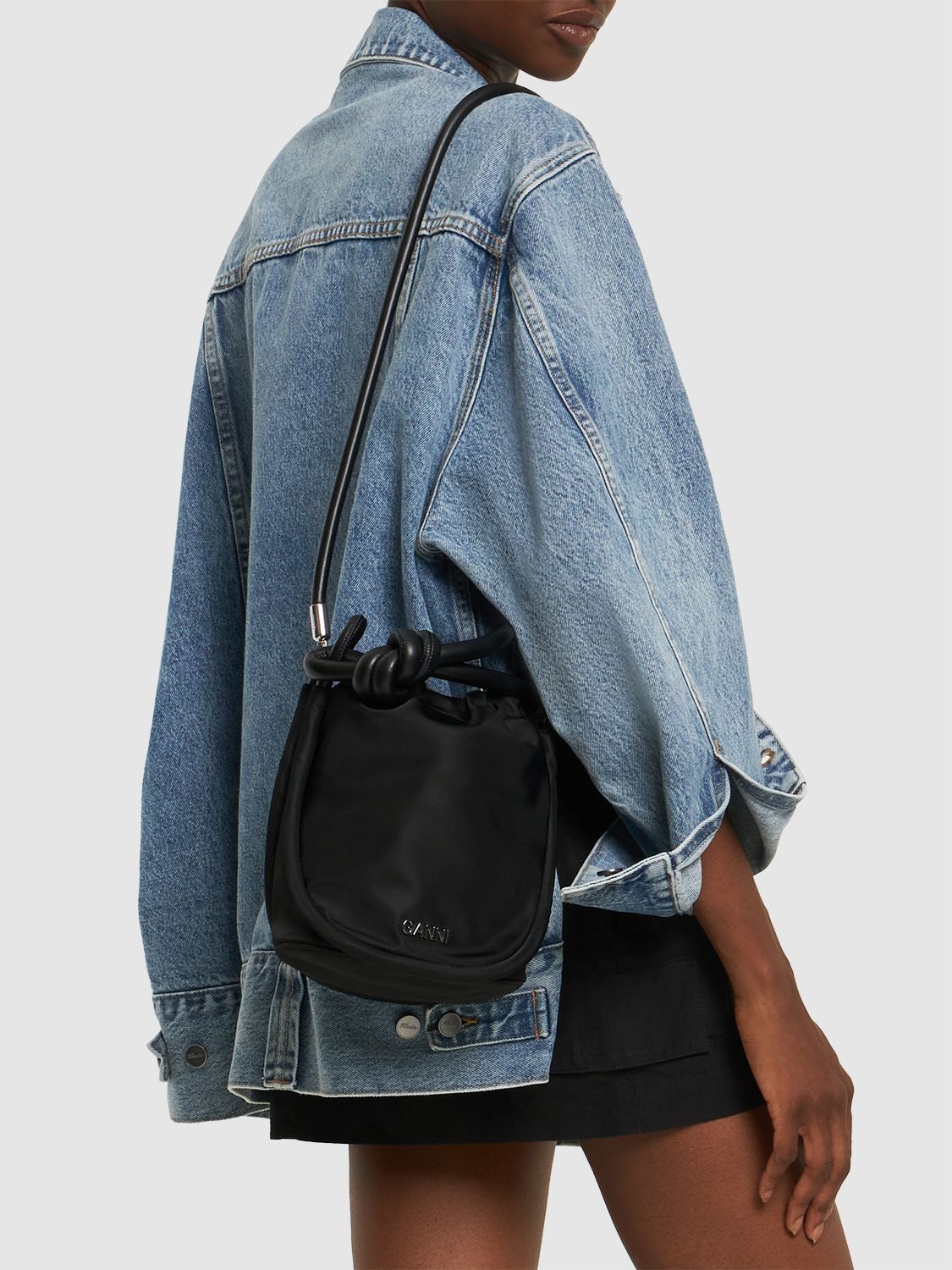 GANNI Small Knot Recycled Tech Bucket Bag