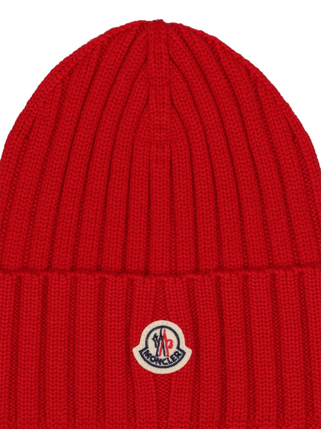 Shop Moncler Knitted Wool Hat In Red