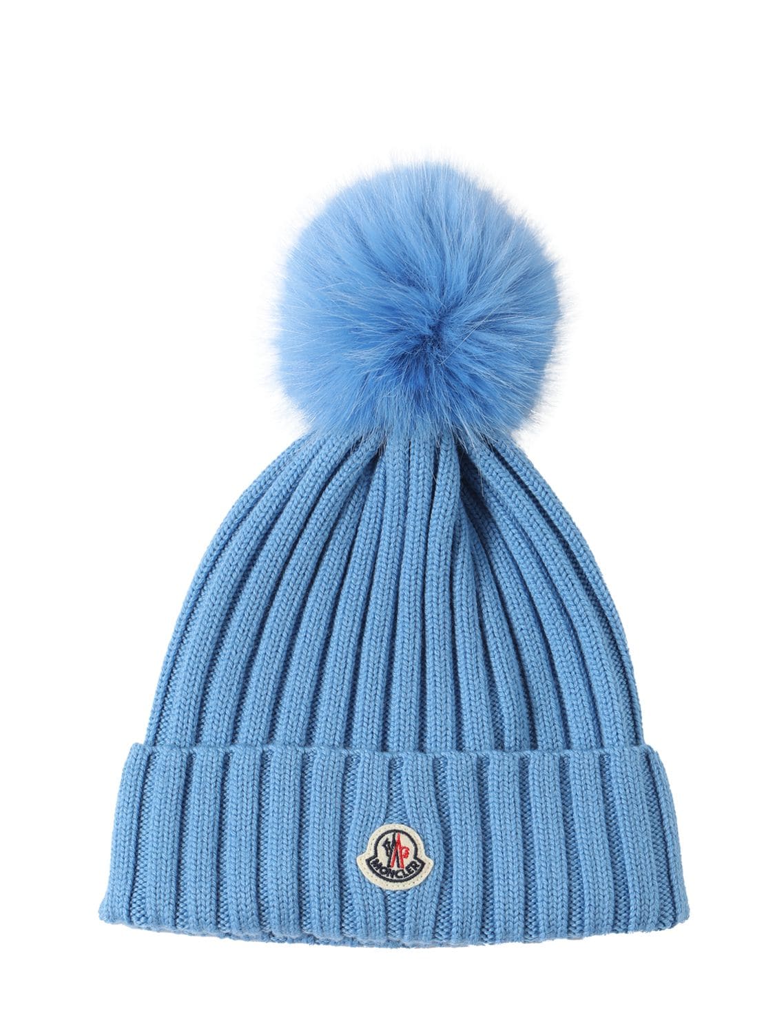 Shop Moncler Logo Wool Tricot Beanie In Türkis