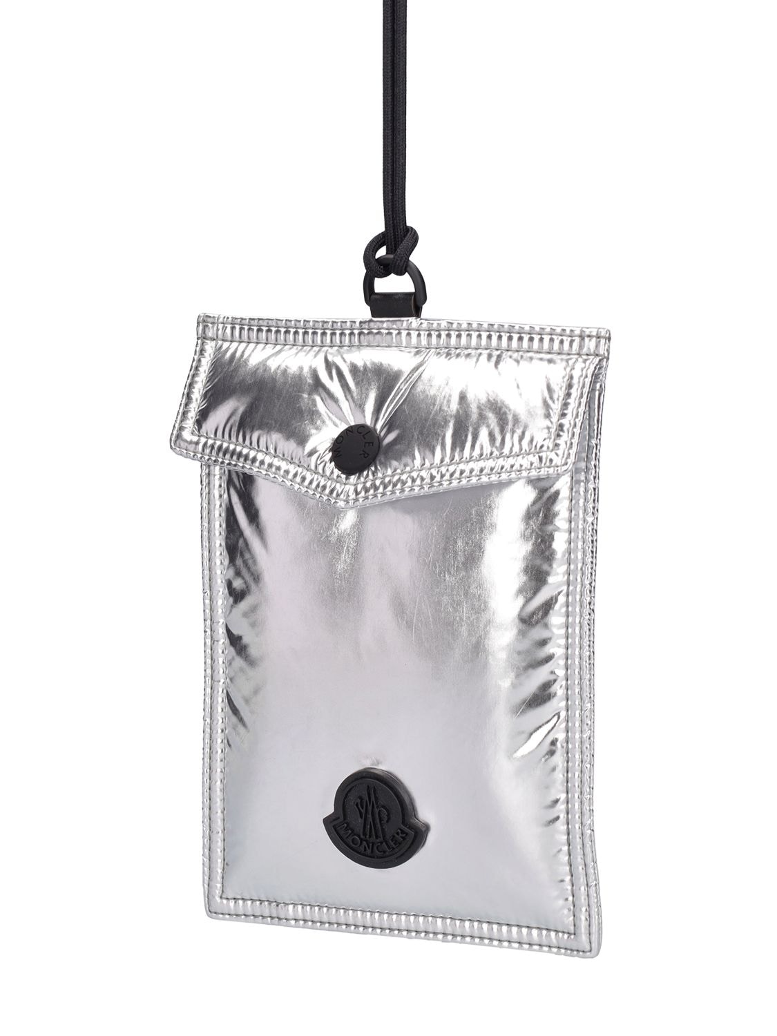 Shop Moncler Nylon Pocket Phone Case In Silver