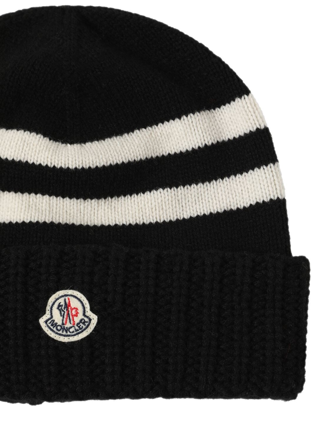 Shop Moncler Tricot Wool & Cashmere Beanie In Black,white