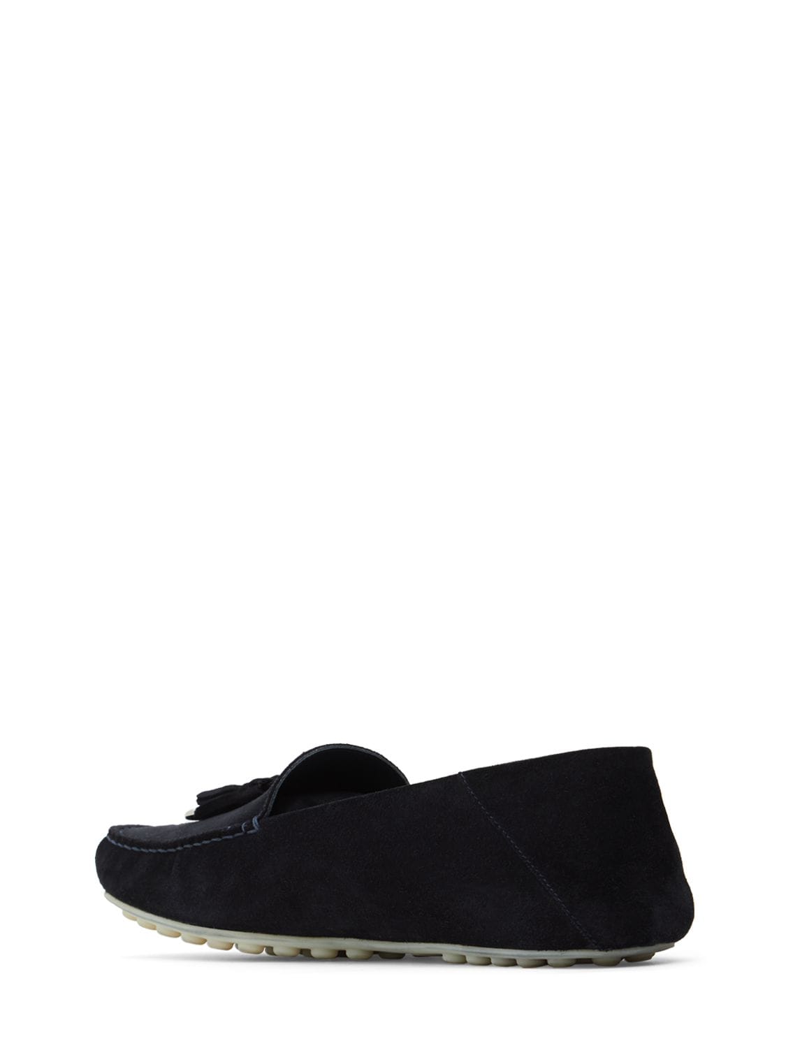 Shop Loro Piana Dot Sole Suede Loafers In Navy