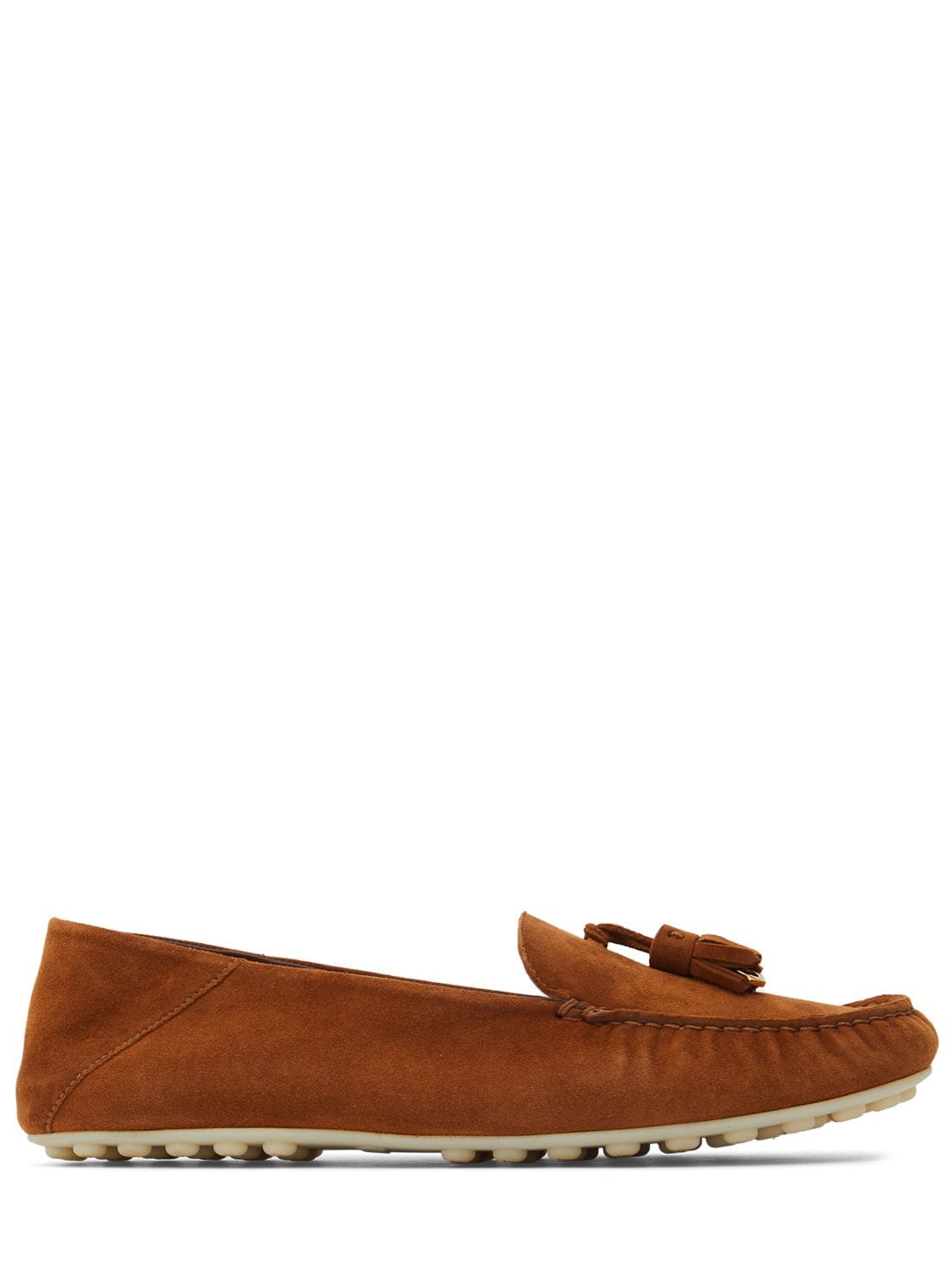 Loro Piana Dot Sole Suede Loafers In Brown